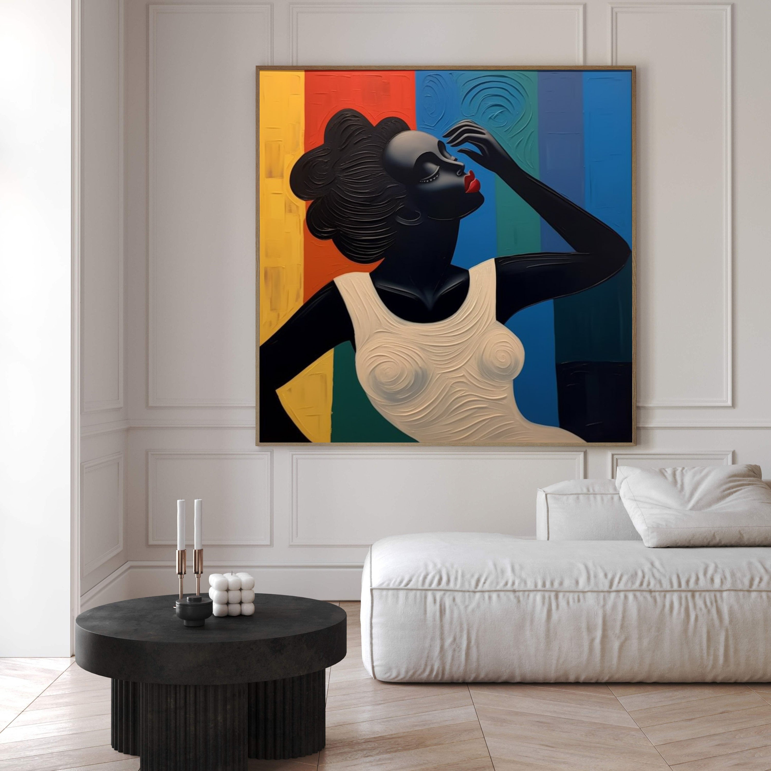 Striking Portrait with Vibrant Background, Figurative Art #BGA 238