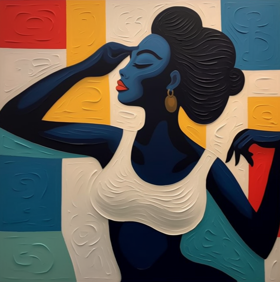 Striking Portrait with Surreal Palette, Geometric Figurative Art #BGA 240