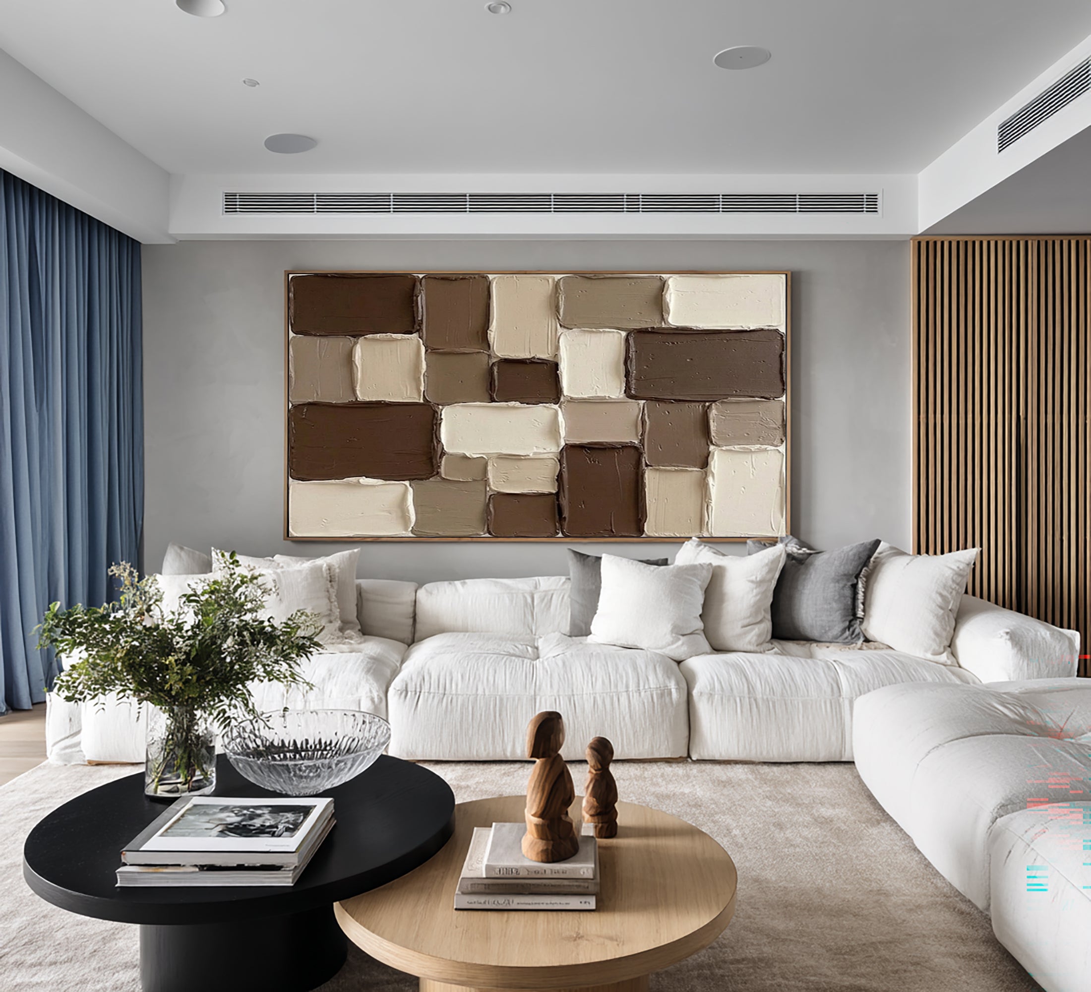 Large Brown and Beige Textured Wall Art Modern Abstract Canvas Painting