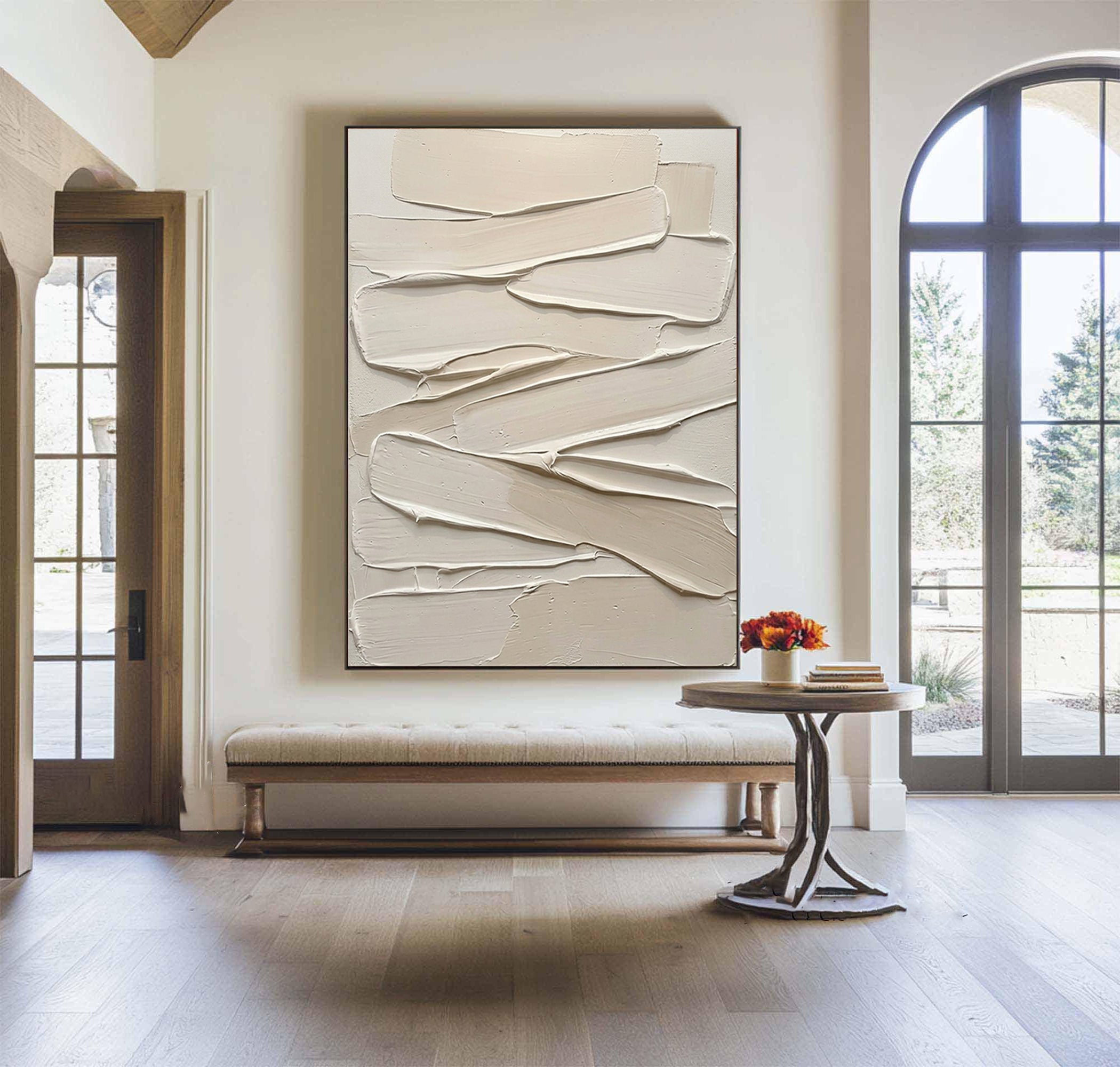 Large Palette Knife Textured Canvas Art Neutral Abstract Painting