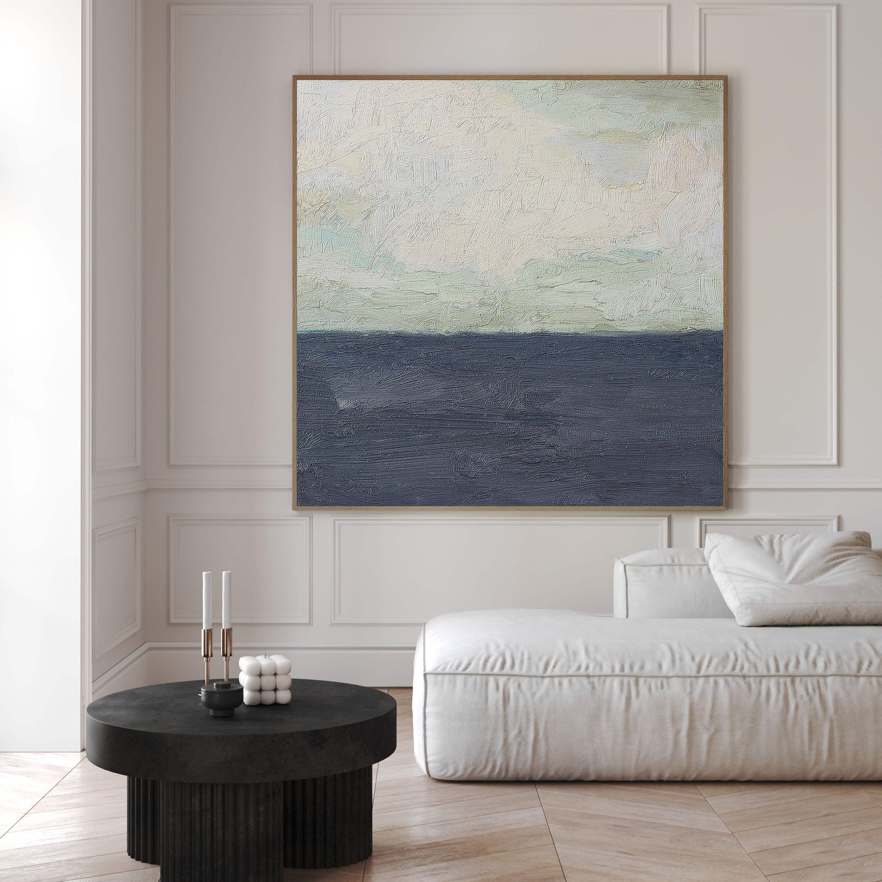 Framed Horizontal Impasto Canvas with Color Band Contrast #BGA 126