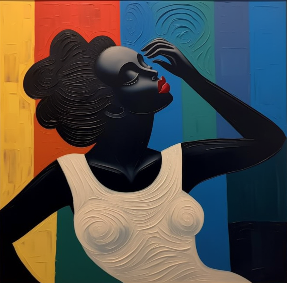 Striking Portrait with Vibrant Background, Figurative Art #BGA 238