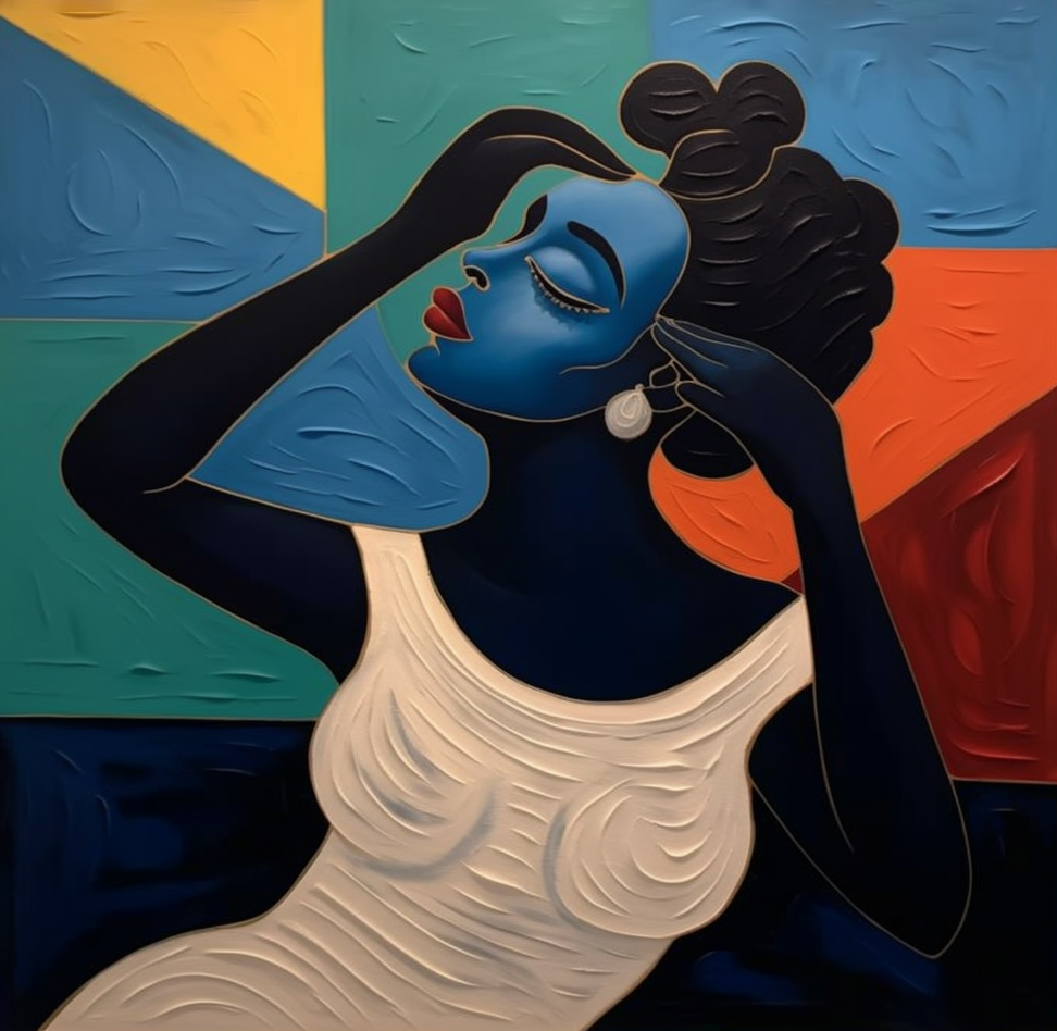 Textured Portrait with Bold Color Blocks, Modern Stylized Art #BGA 254