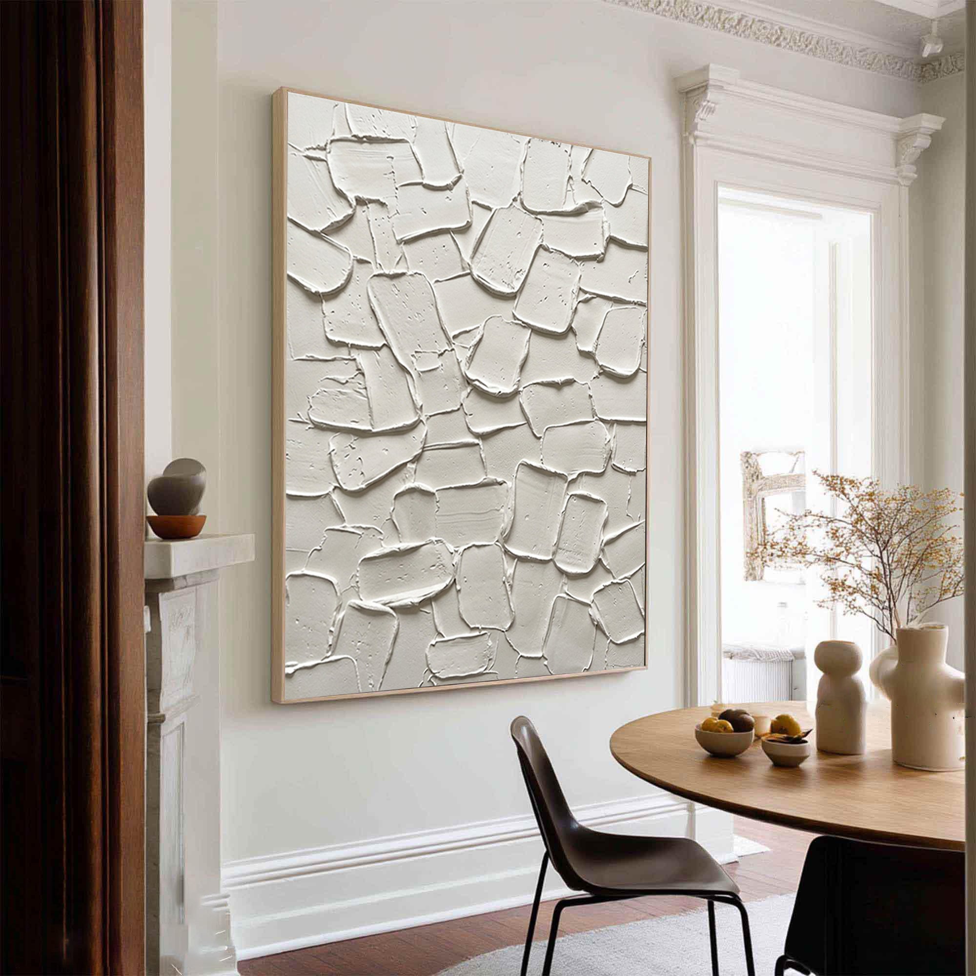 Large Modern Textured Canvas Art | Neutral Abstract Geometric Painting