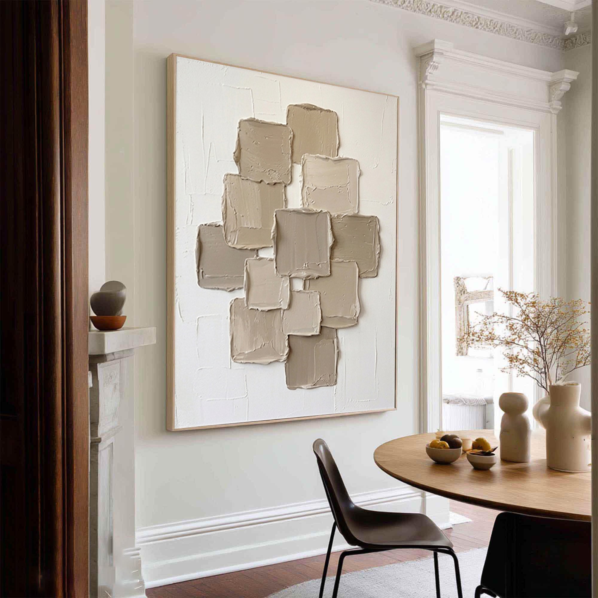Large Contemporary Square Texture Painting Handmade Neutral Wall Art