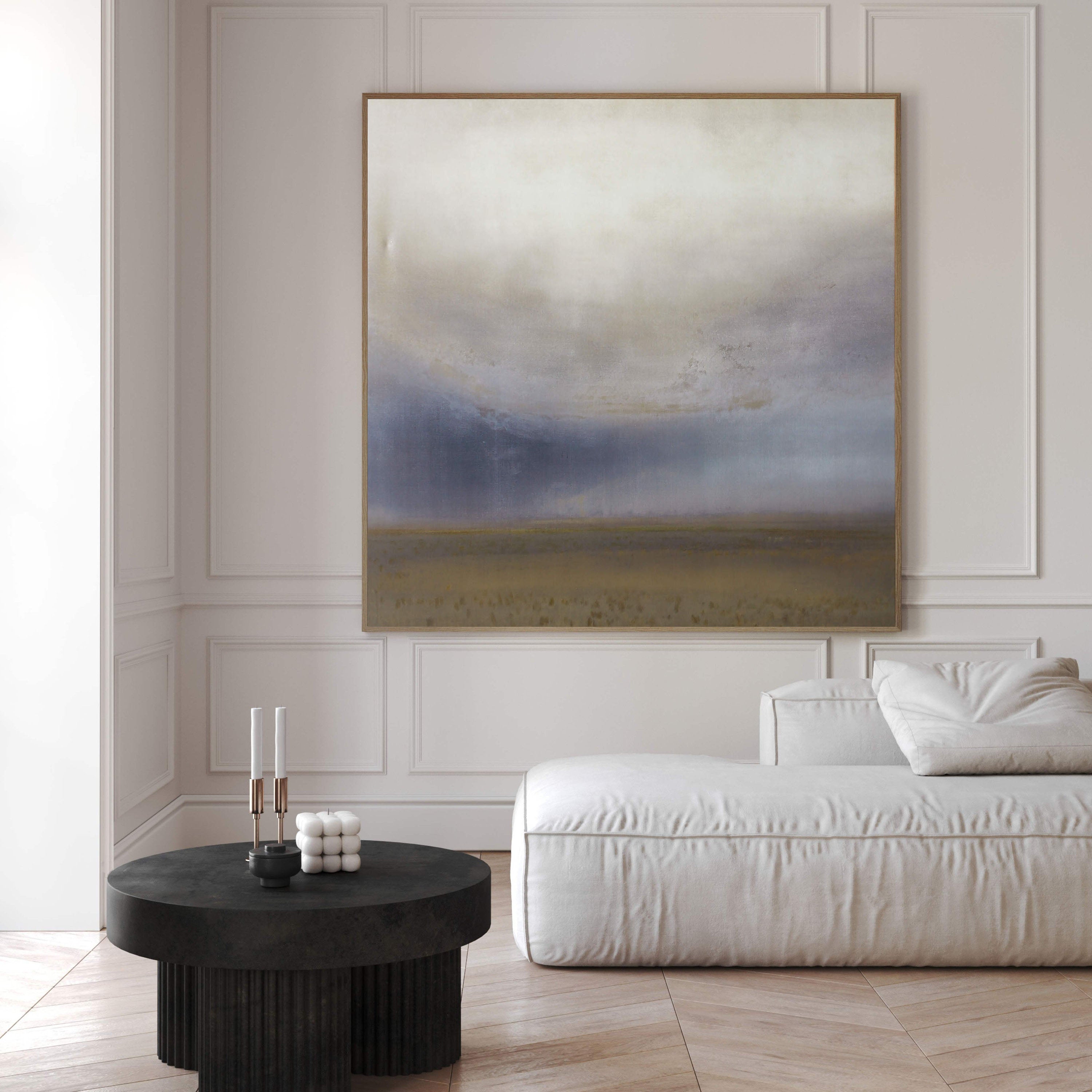 Soft Blended Horizon with Distant Field, Framed Wall Art #BGA 128