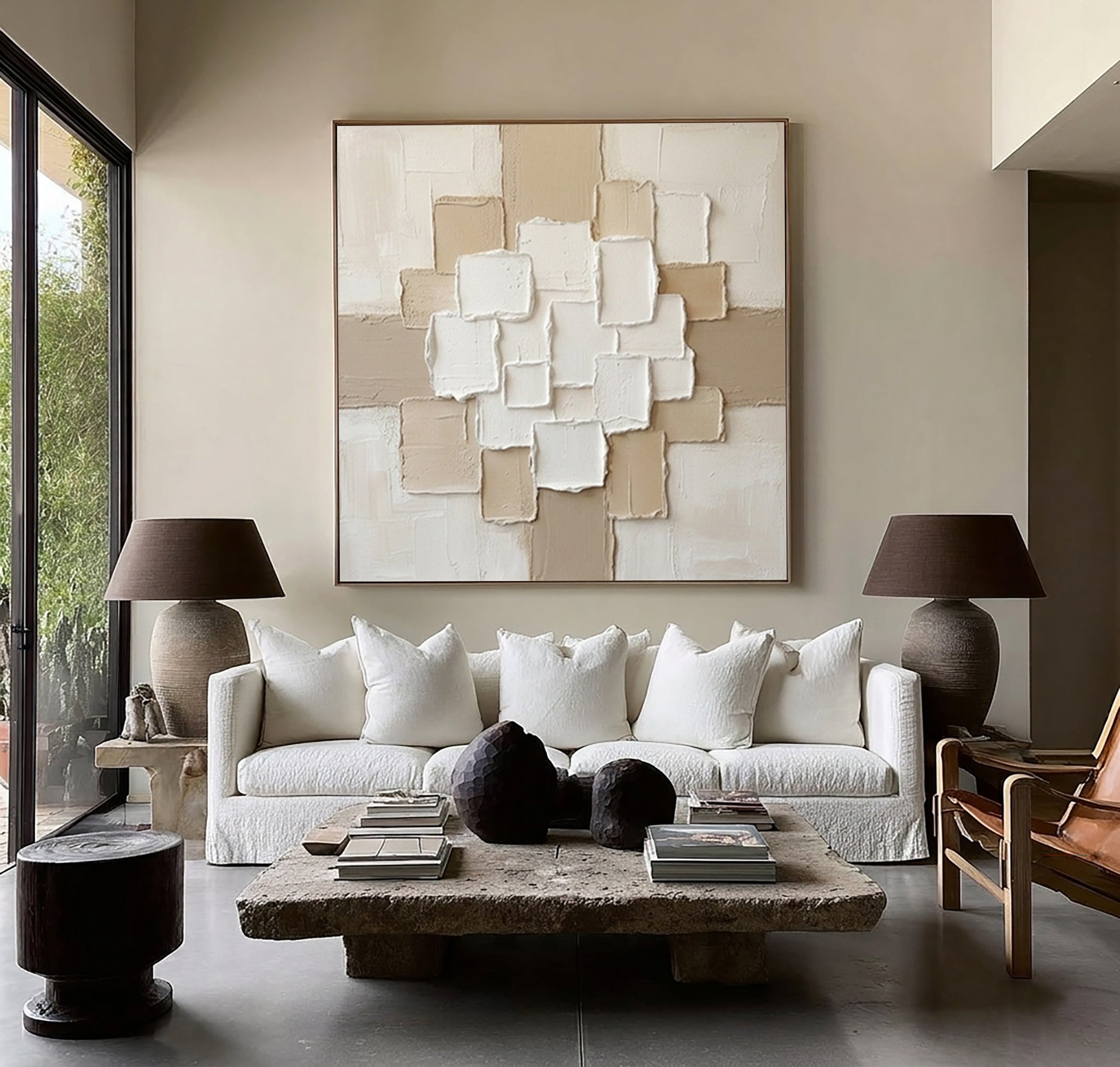 Large Organic Modern Wall Art Neutral Textured Canvas Painting