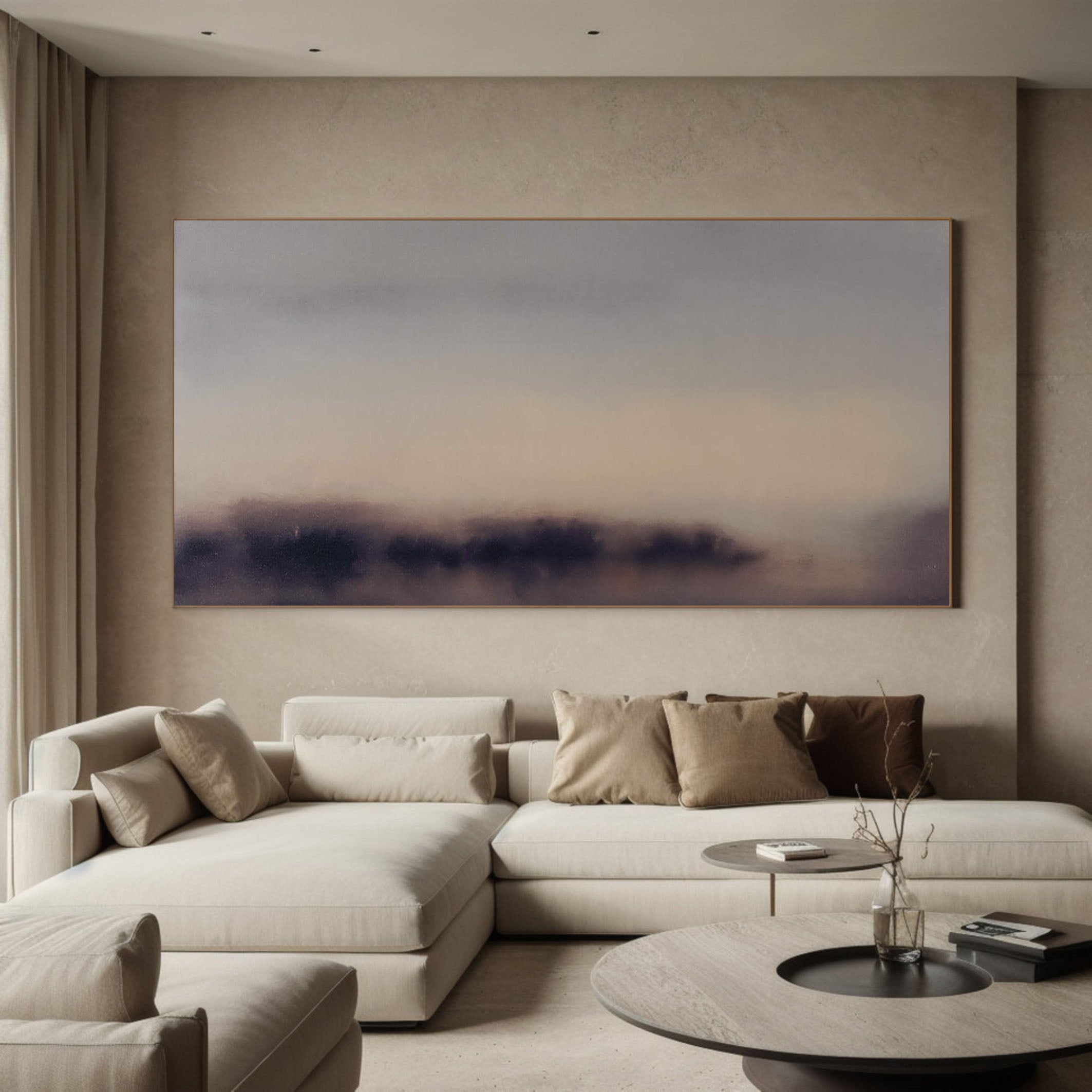 Abstract Horizon Landscape and Mist, Blended Purple and Beige #BGA 121