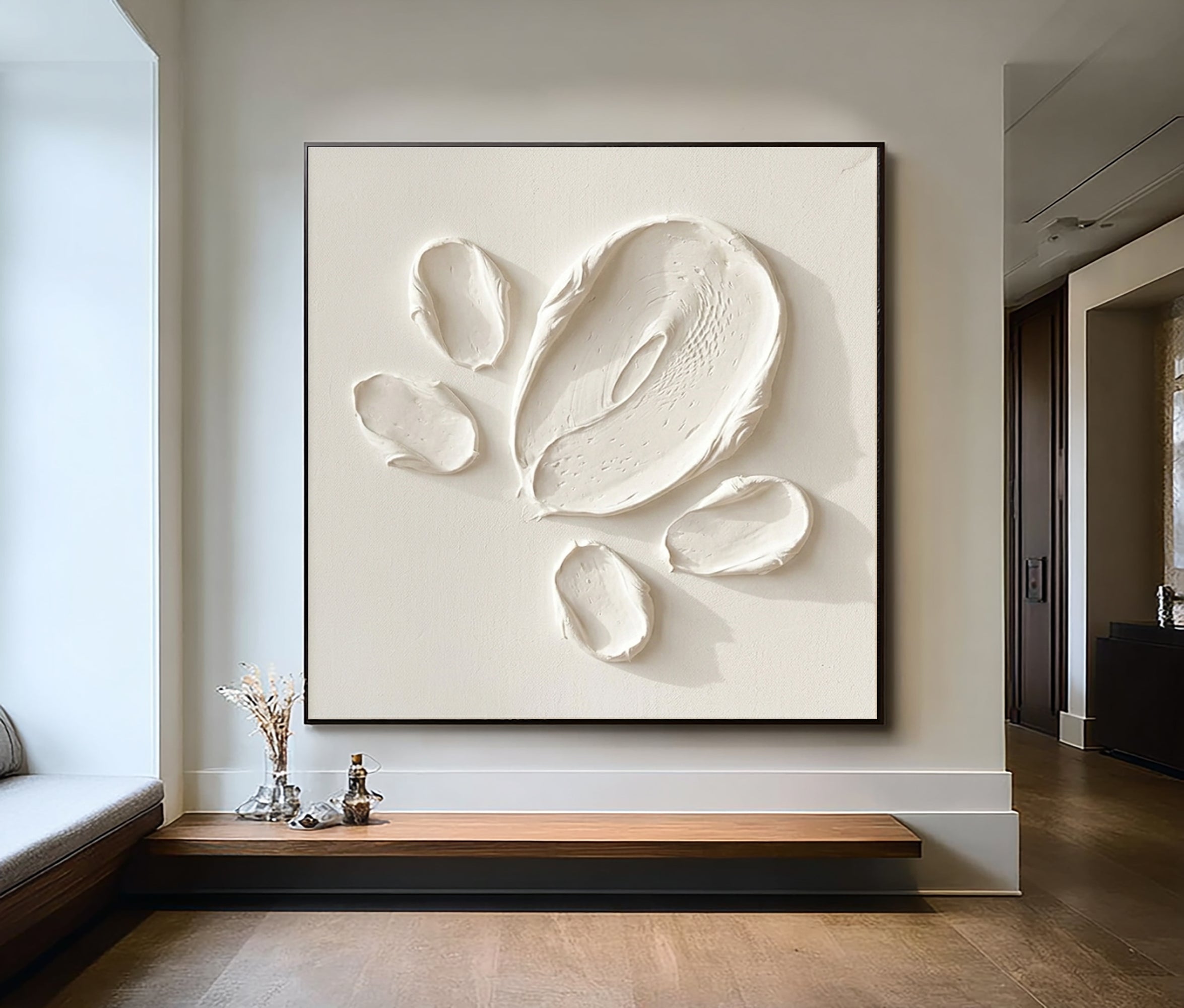 Large Organic Texture Oil Painting – Minimalist Neutral Abstract Wall Art