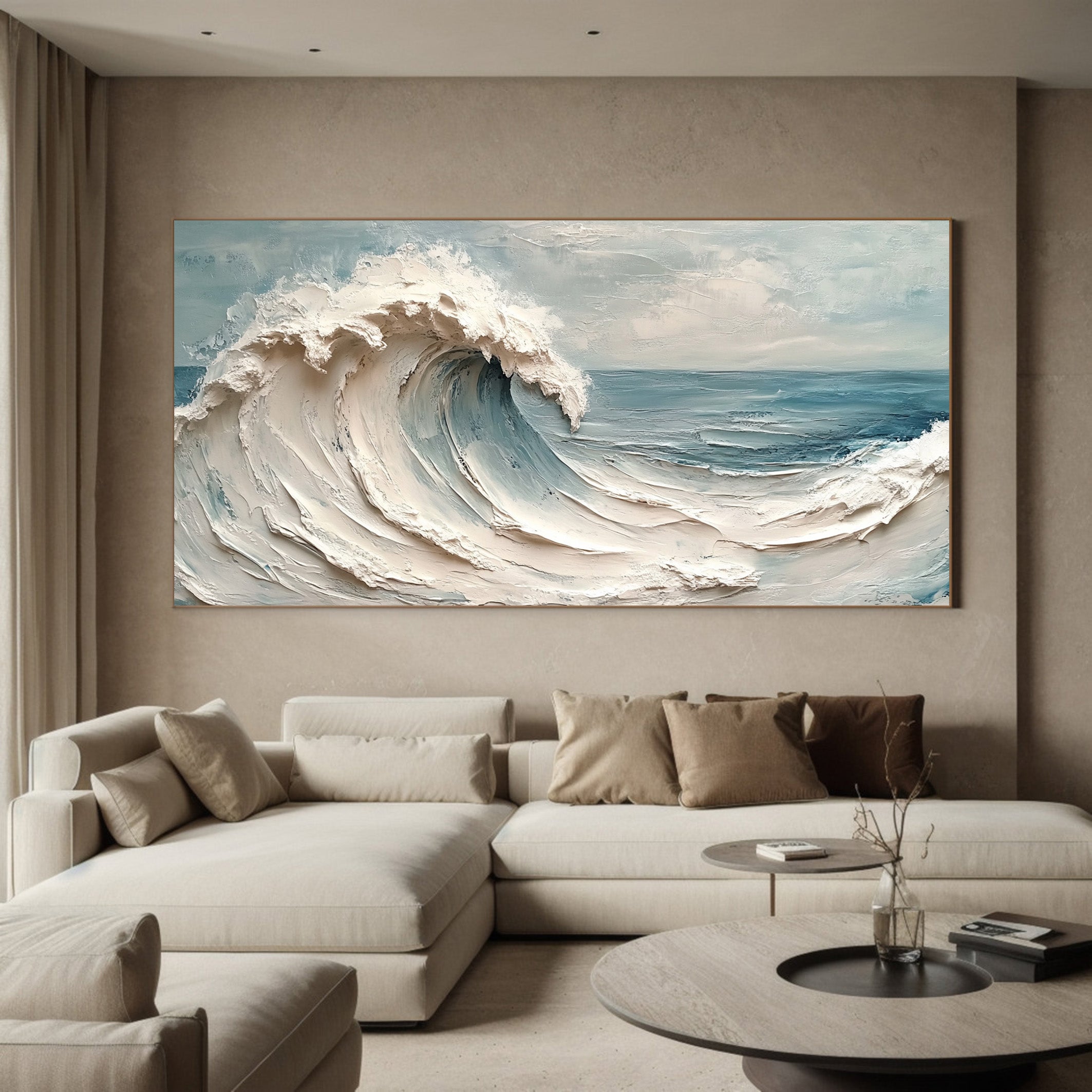 Impasto Ocean Wave Painting, Dynamic Seascape Wall Art #BGA 263