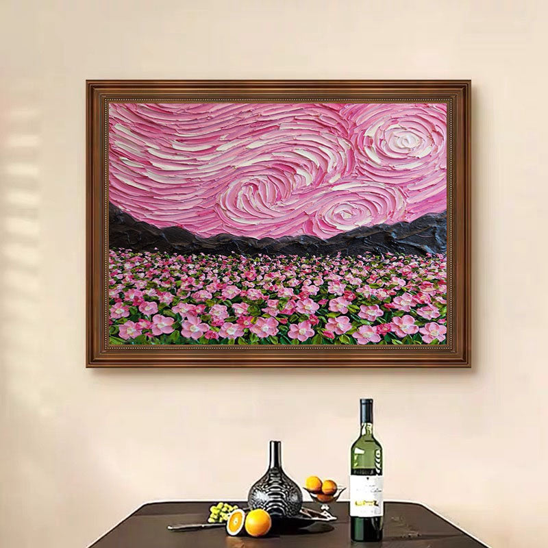 Pink Fields And Sky, Contemporary Landscape Wall Art #BGA 080