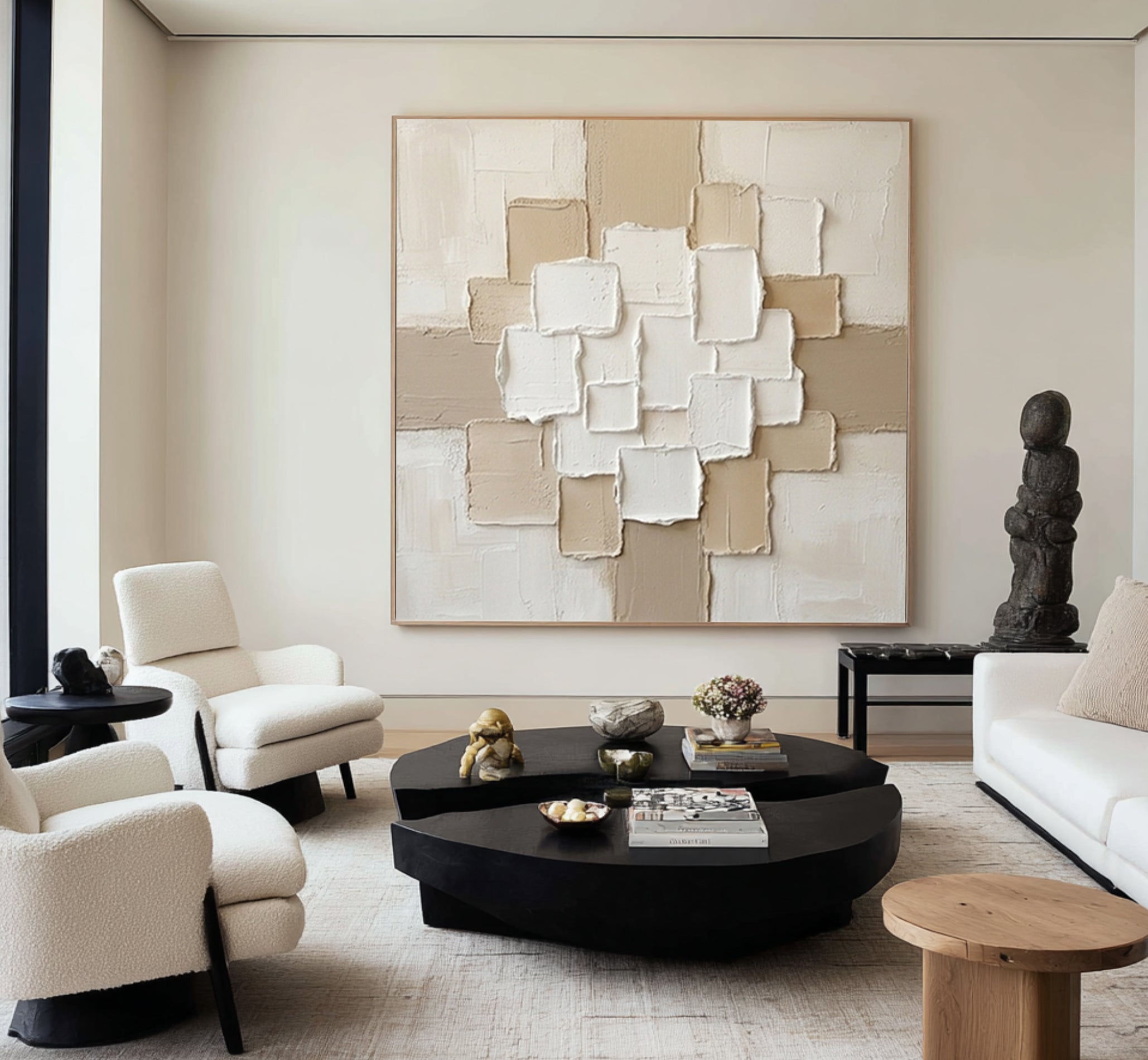 Large Organic Modern Wall Art Neutral Textured Canvas Painting