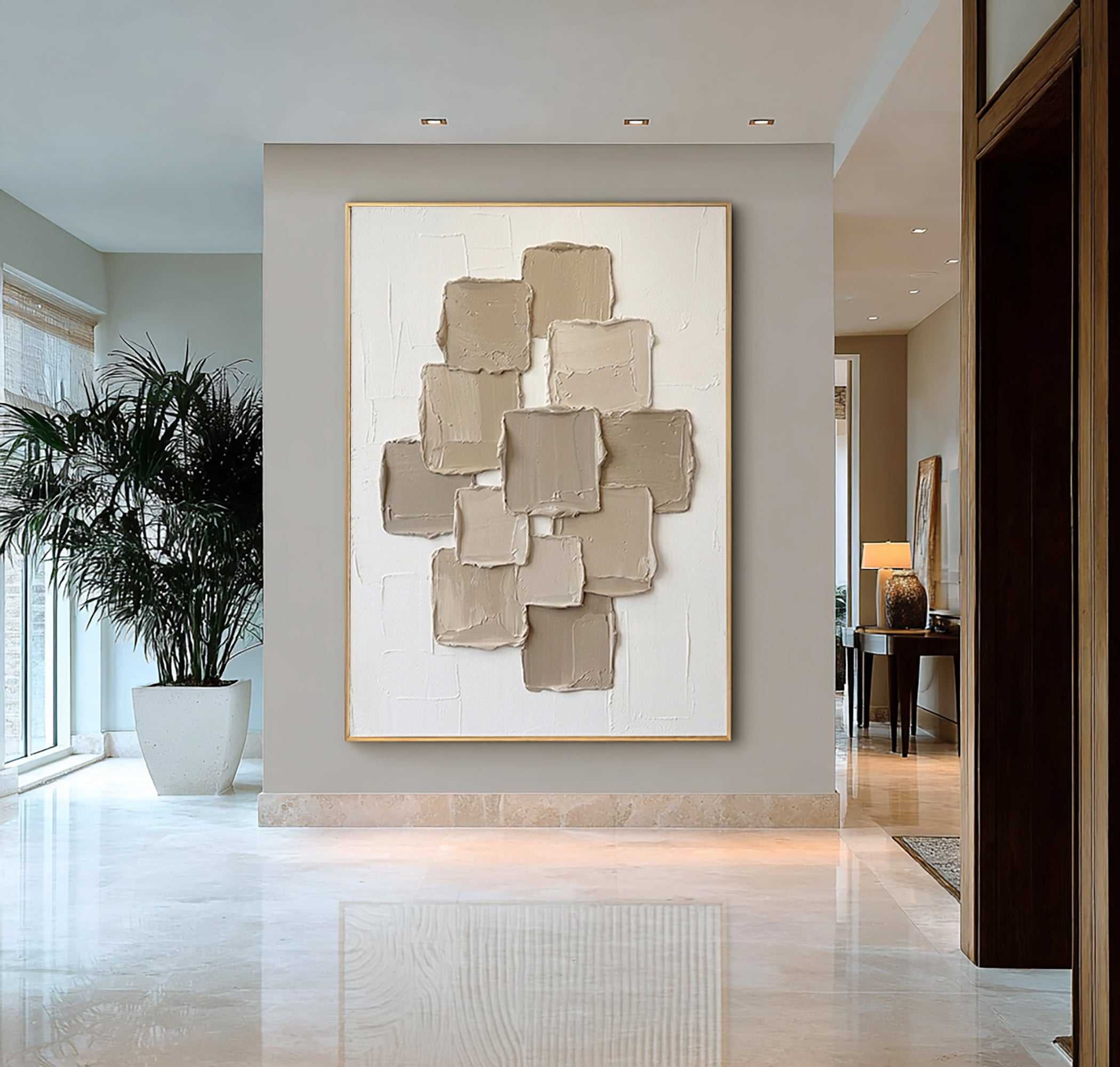 Large Contemporary Square Texture Painting Handmade Neutral Wall Art
