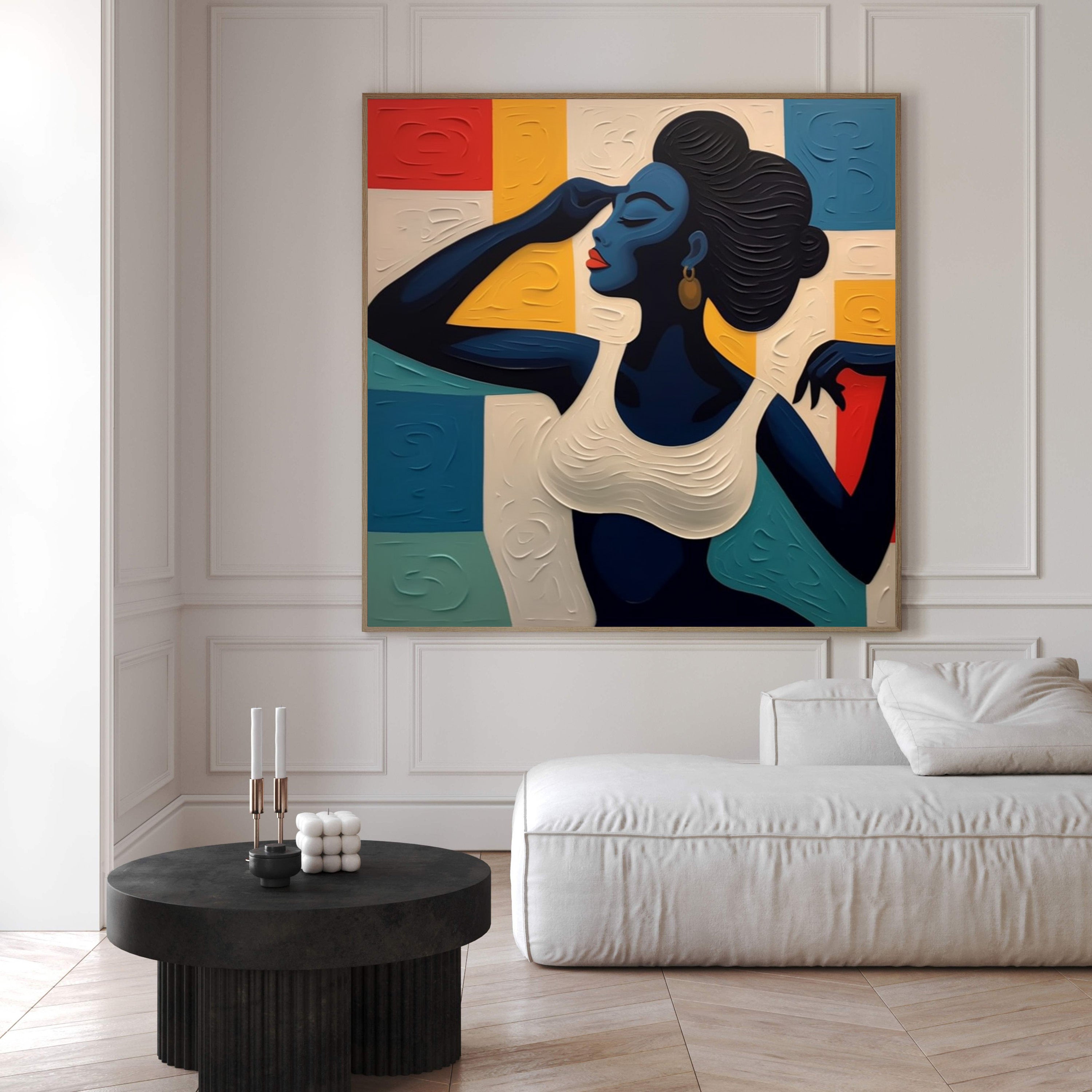 Striking Portrait with Surreal Palette, Geometric Figurative Art #BGA 240