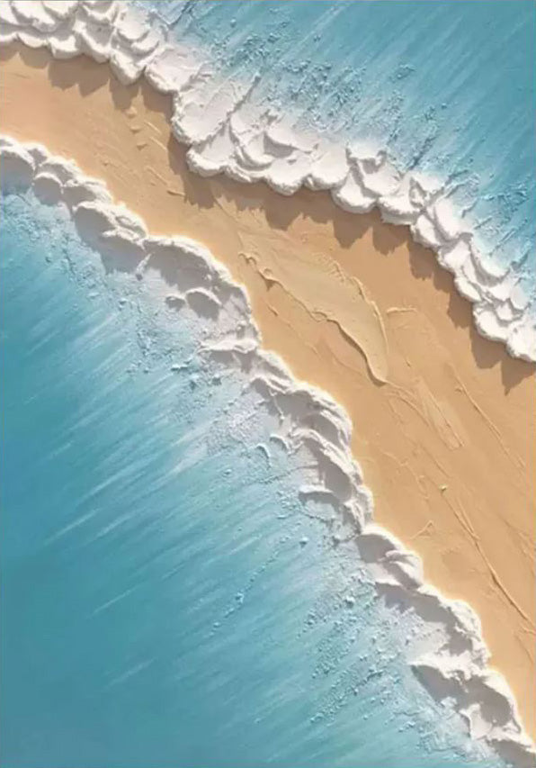 Contemporary Overhead Beach Painting, Tactile Shoreline Art #BGA 246