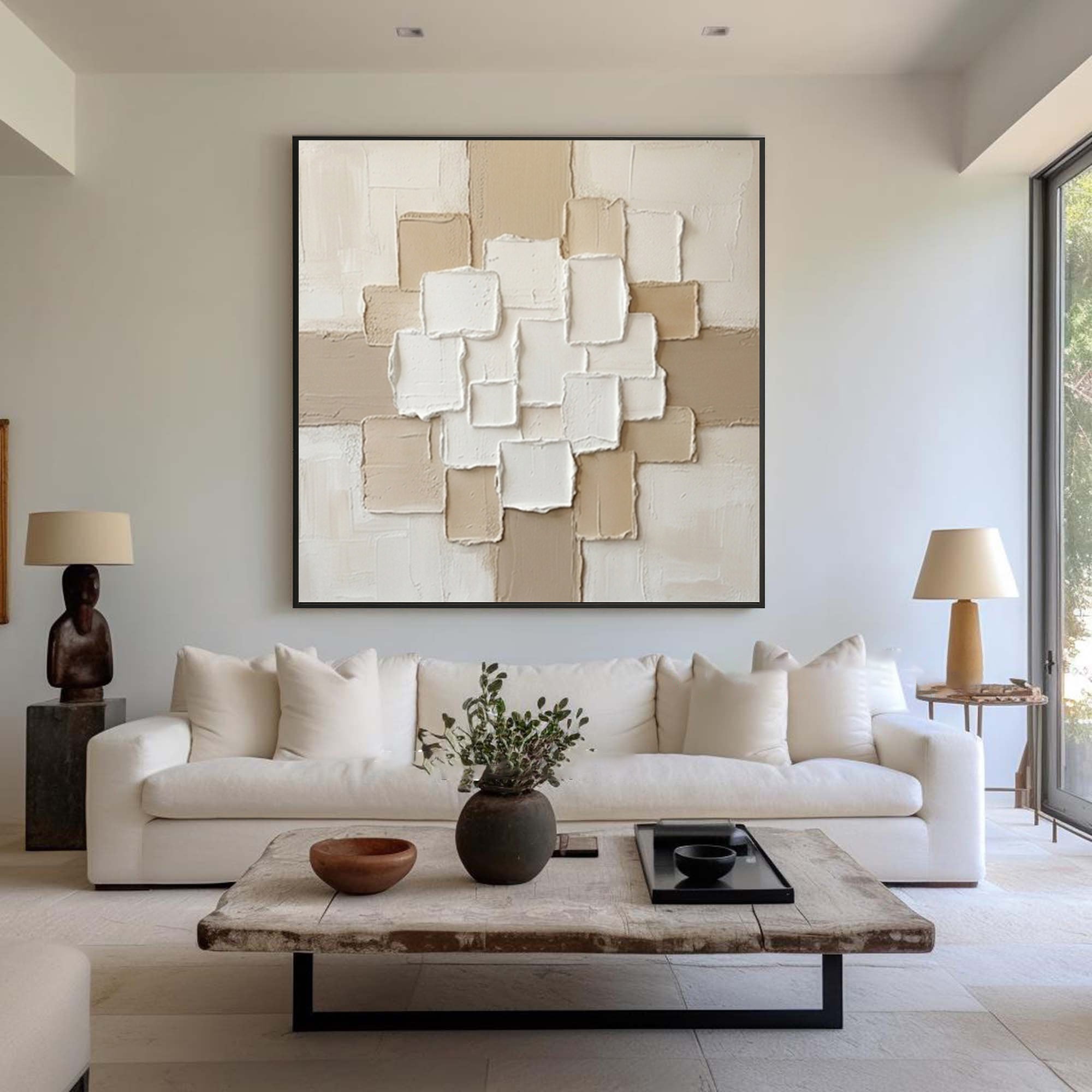 Large Organic Modern Wall Art Neutral Textured Canvas Painting