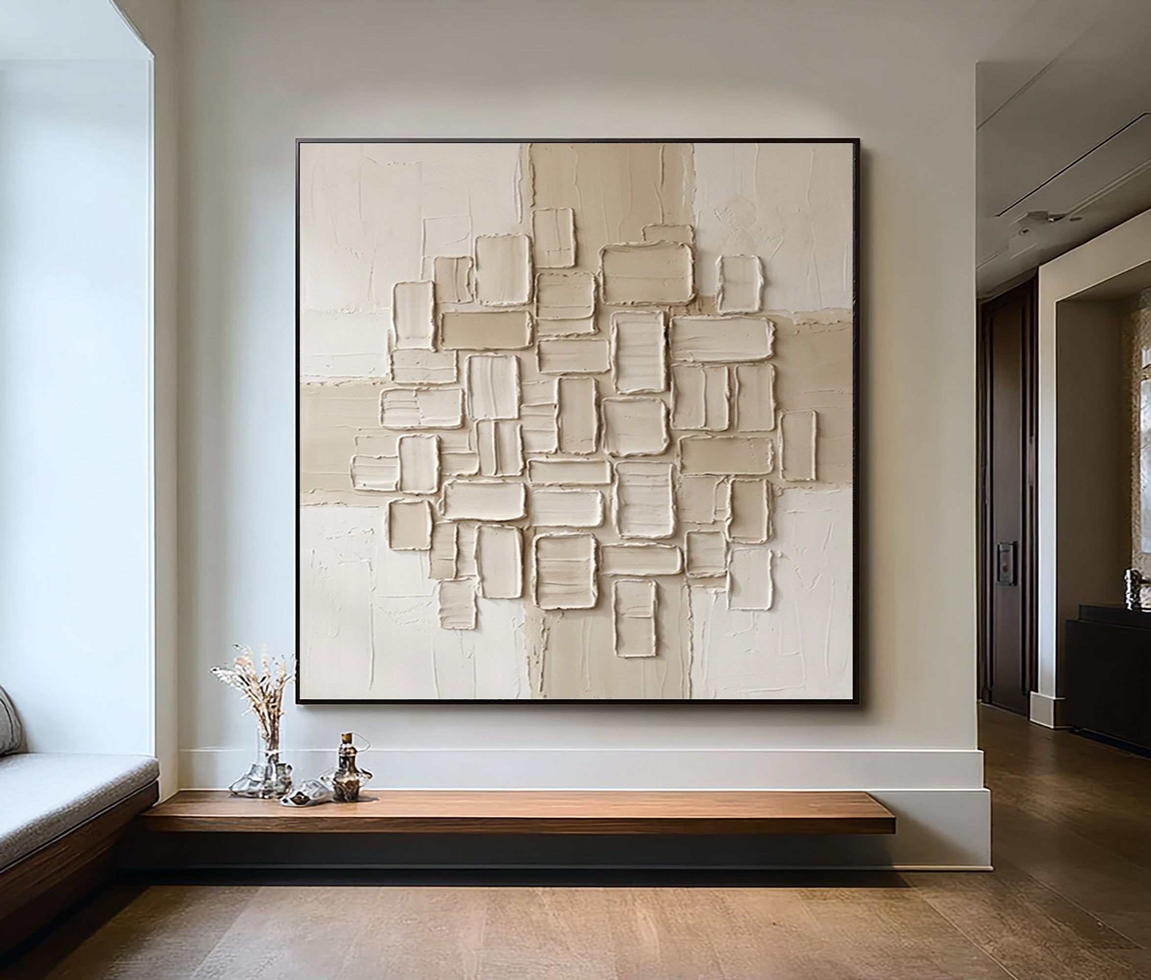 Large Neutral Textured Wall Art Modern Desert Inspired Canvas
