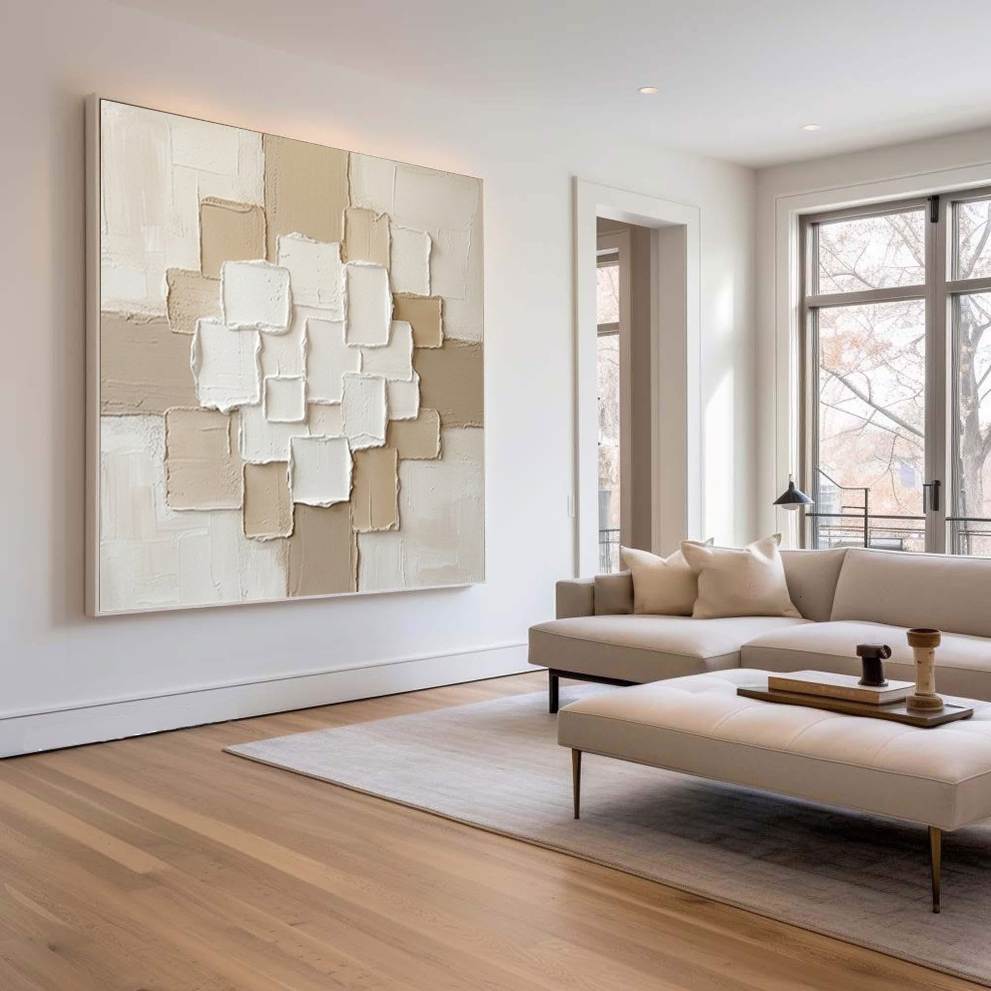 Large Organic Modern Wall Art Neutral Textured Canvas Painting