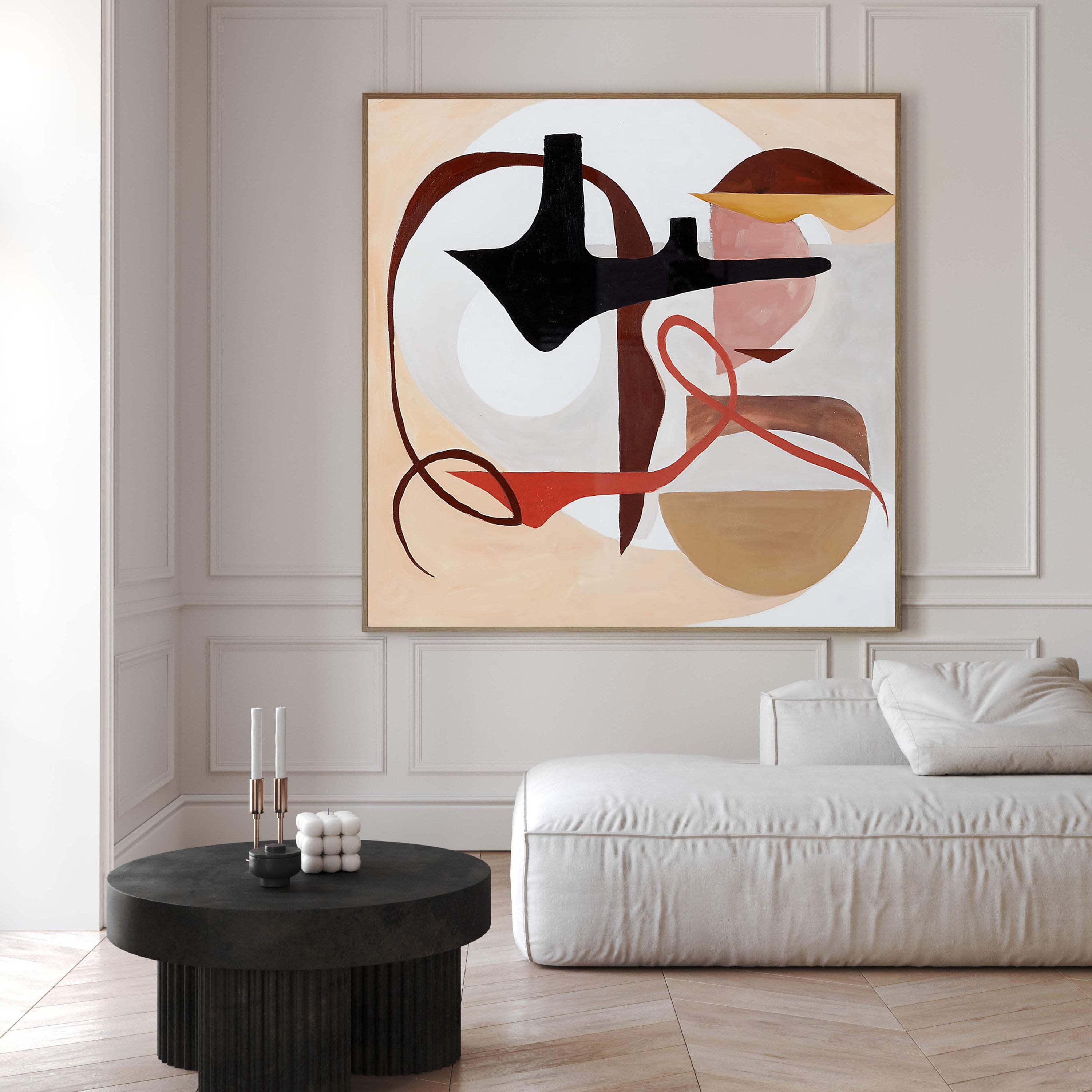 Contrasting Forms in Earth Tone, Organic and Geometric Canvas #BGA 123