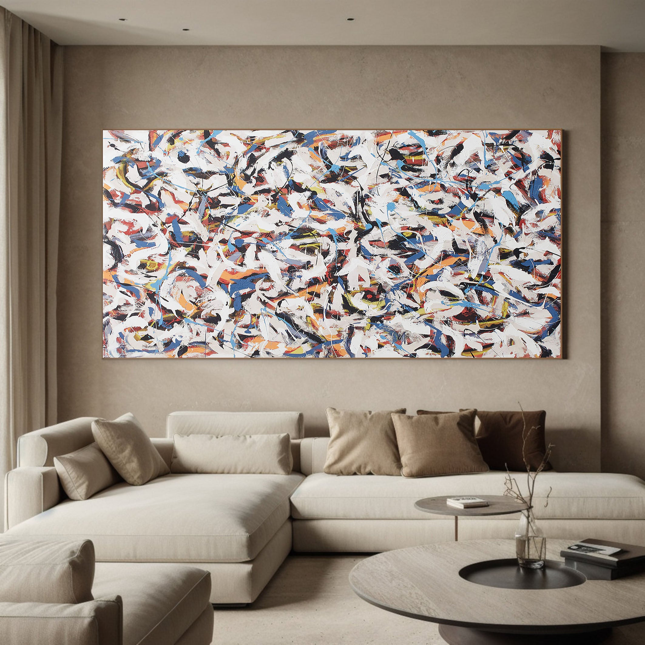 Colorful Abstract with Dynamic Brushwork, Contemporary Canvas #BGA 119