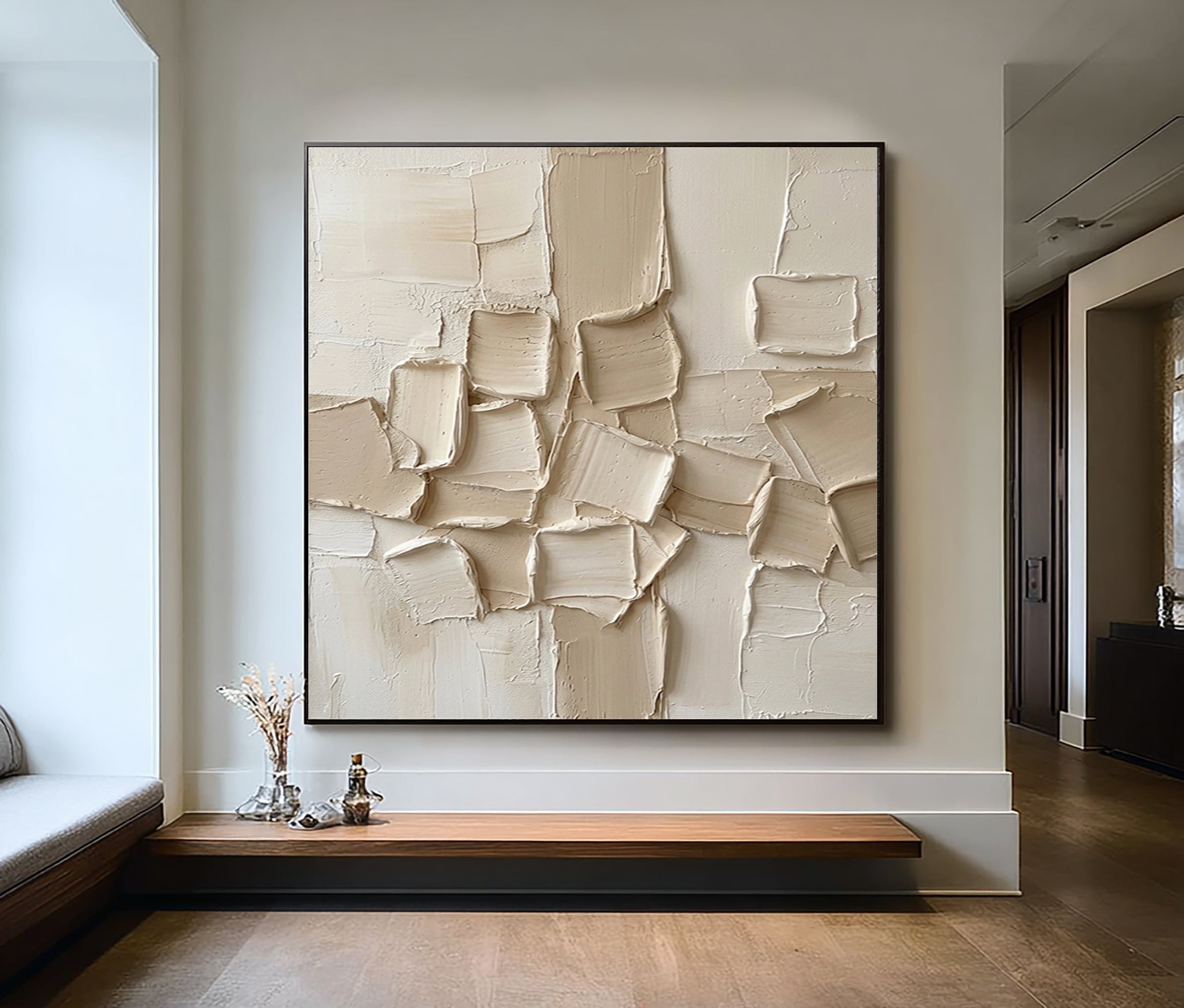 Large Neutral Textured Canvas Art Modern Abstract Wall Decor Painting