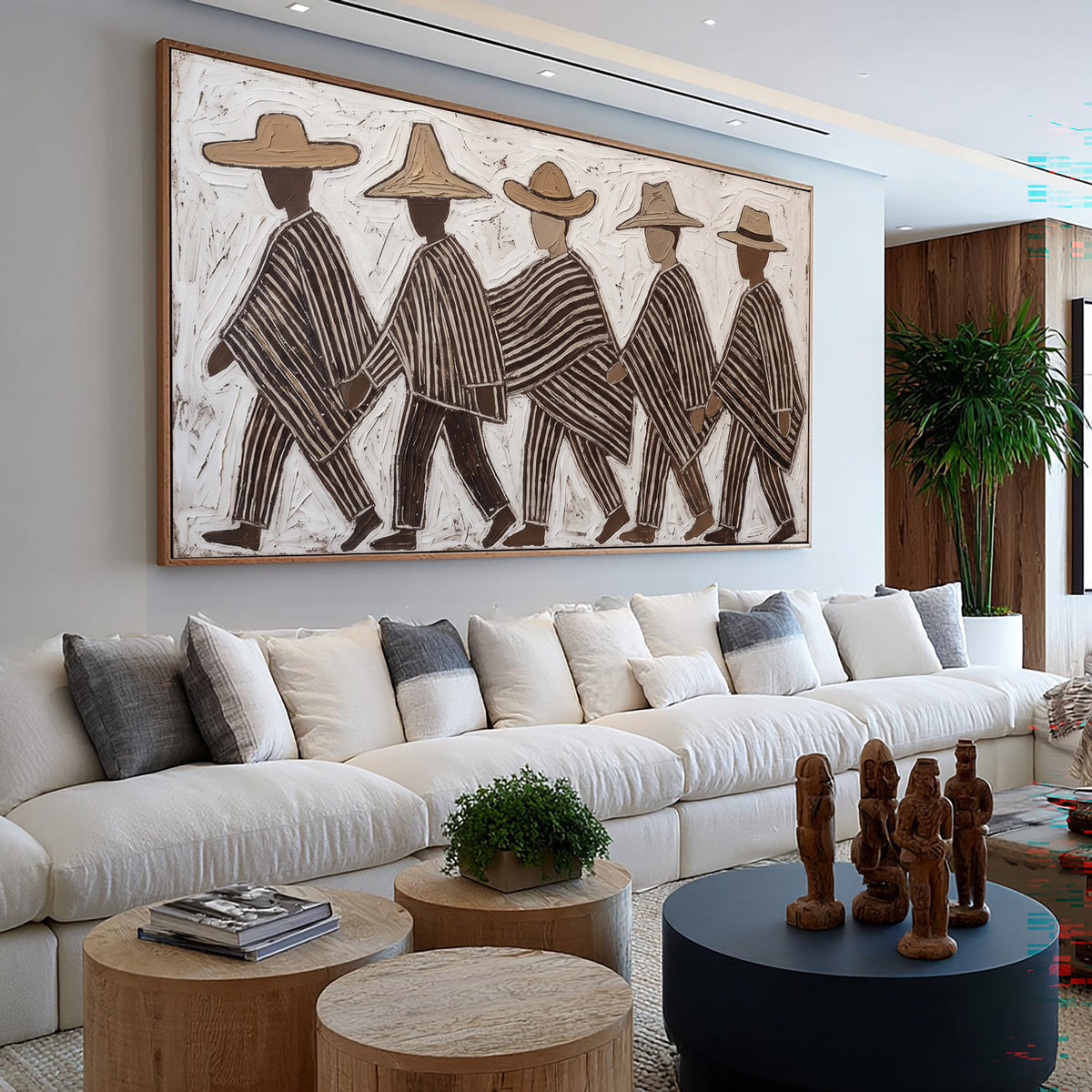 Southwestern Folk Art Painting, Textured Western Wall Art, Hand Painted Figurative Artwork