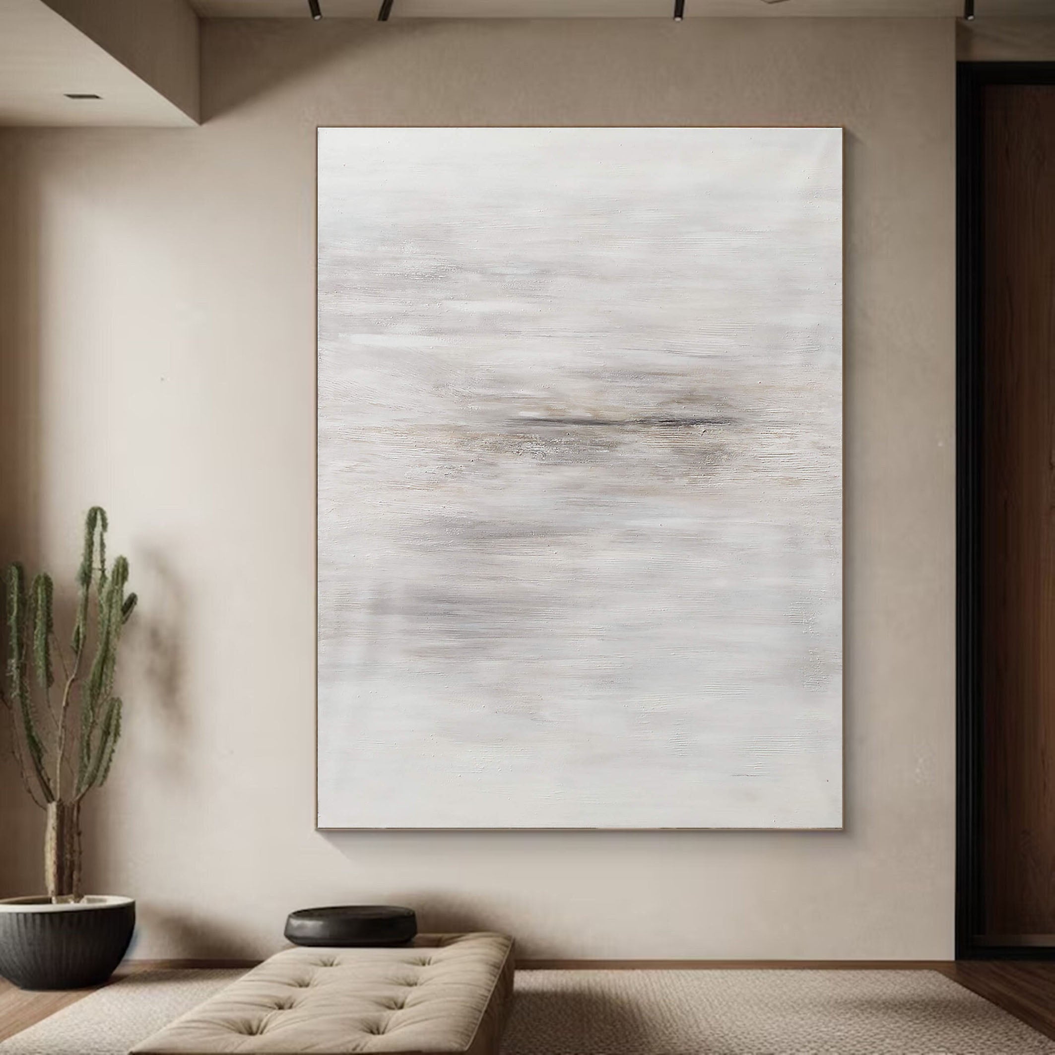 White Abstract Painting With Subtle Light Play #BGA 059