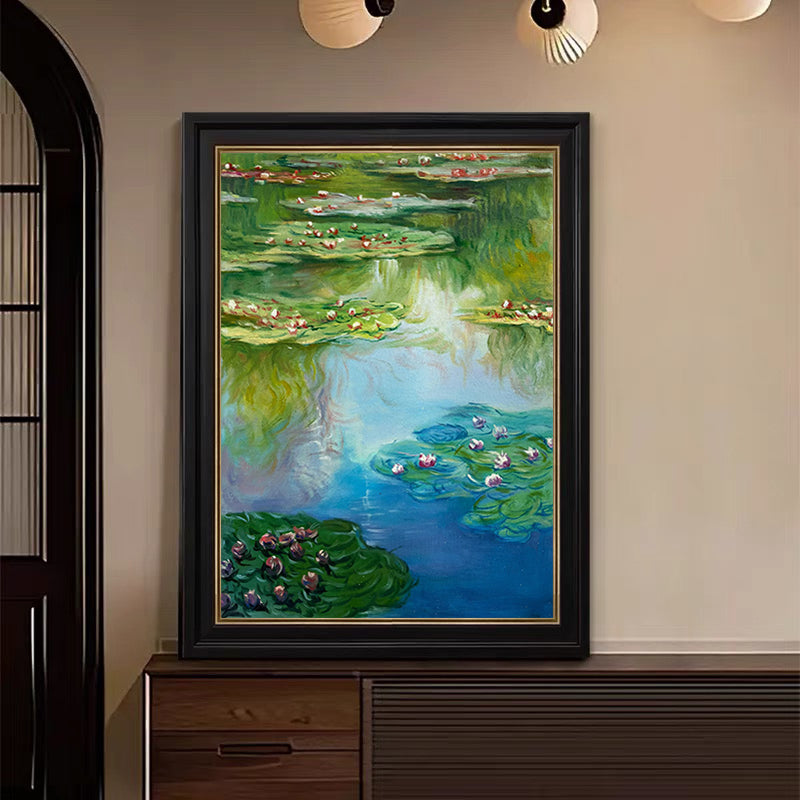 Monet's Water Lilies Tribute, Vertical Impressionist Depth #BGA 179