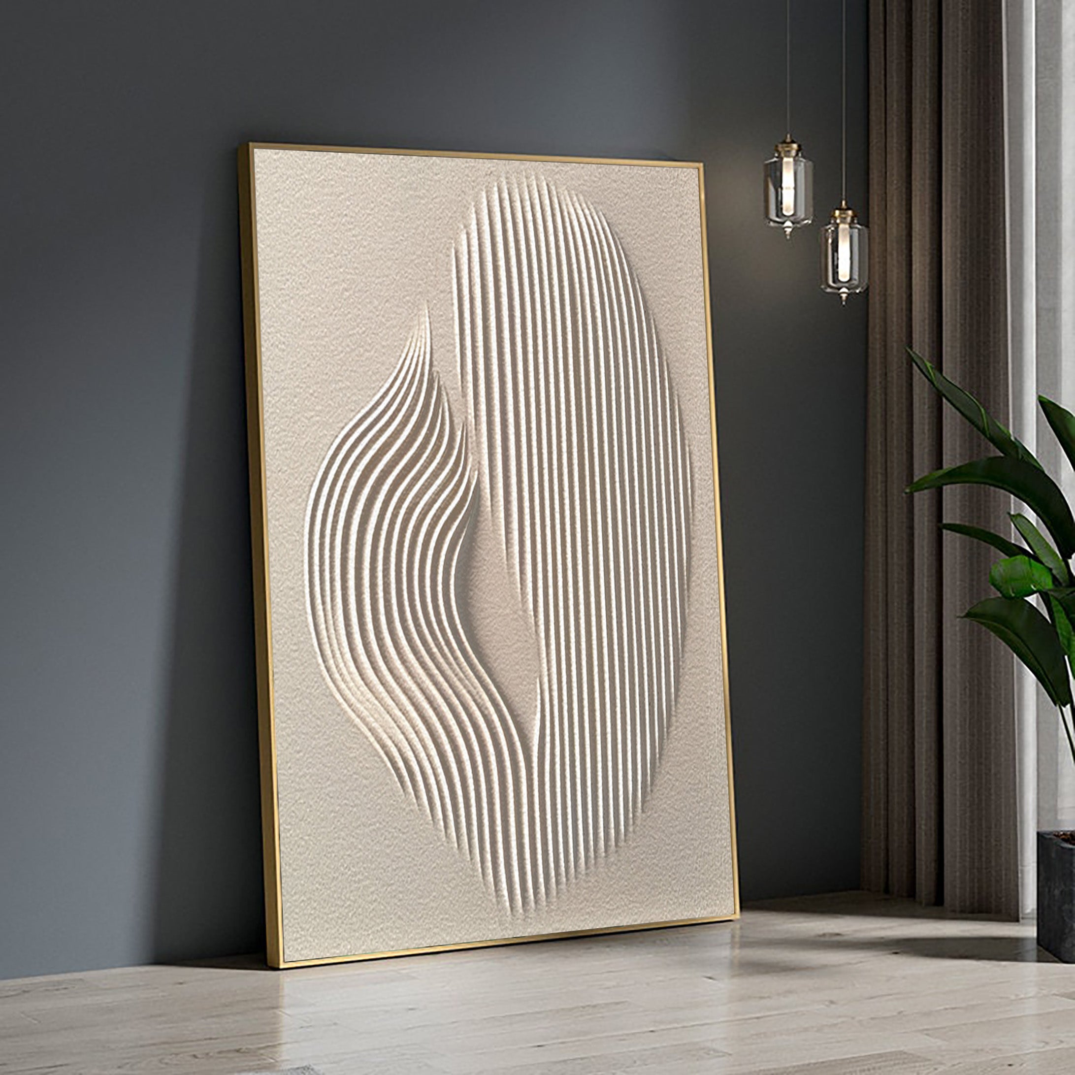 Sleek Modern Minimalist Wall Art - White Abstract Artwork #BBS 033