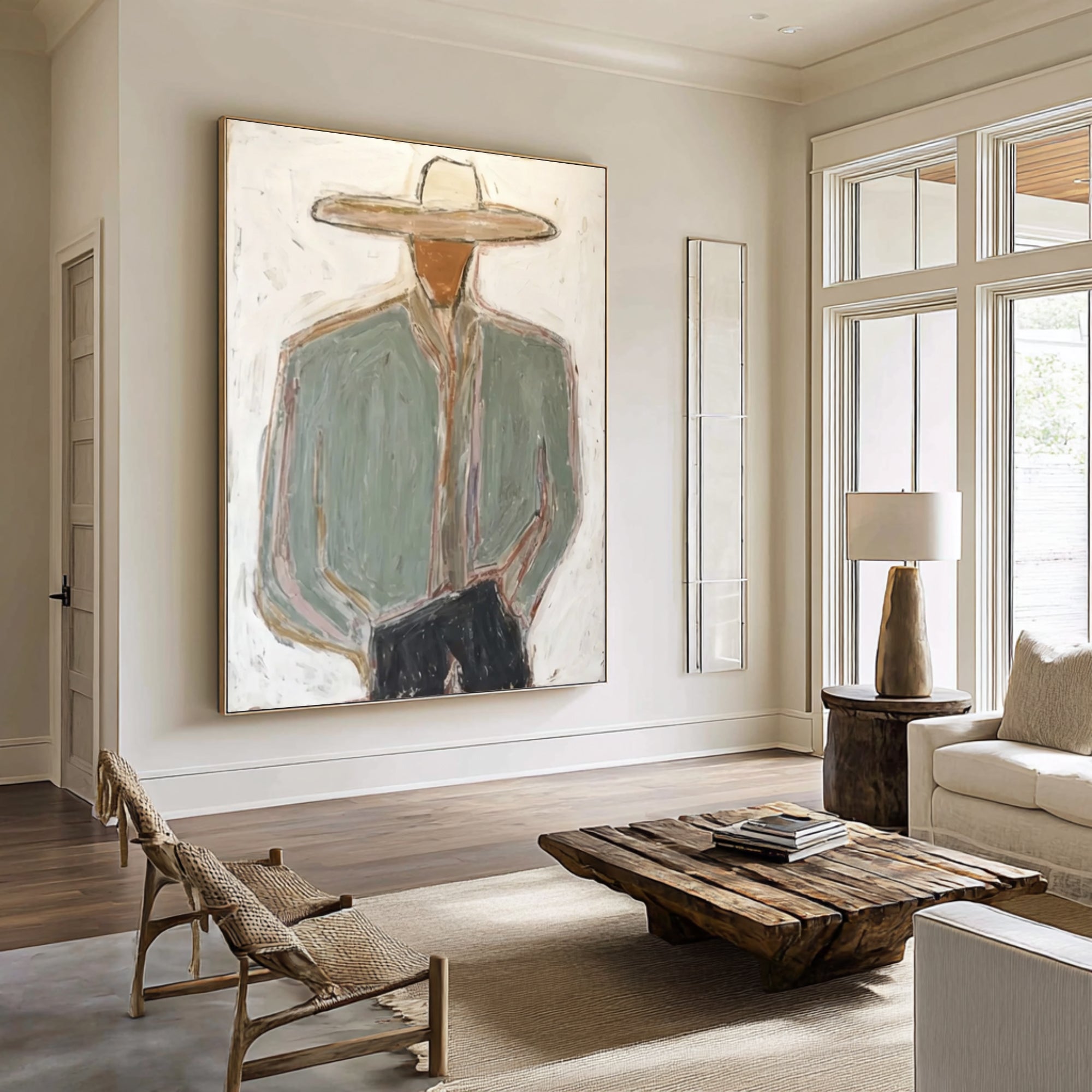Large Abstract Cowboy Portrait Painting Contemporary Western Wall Art