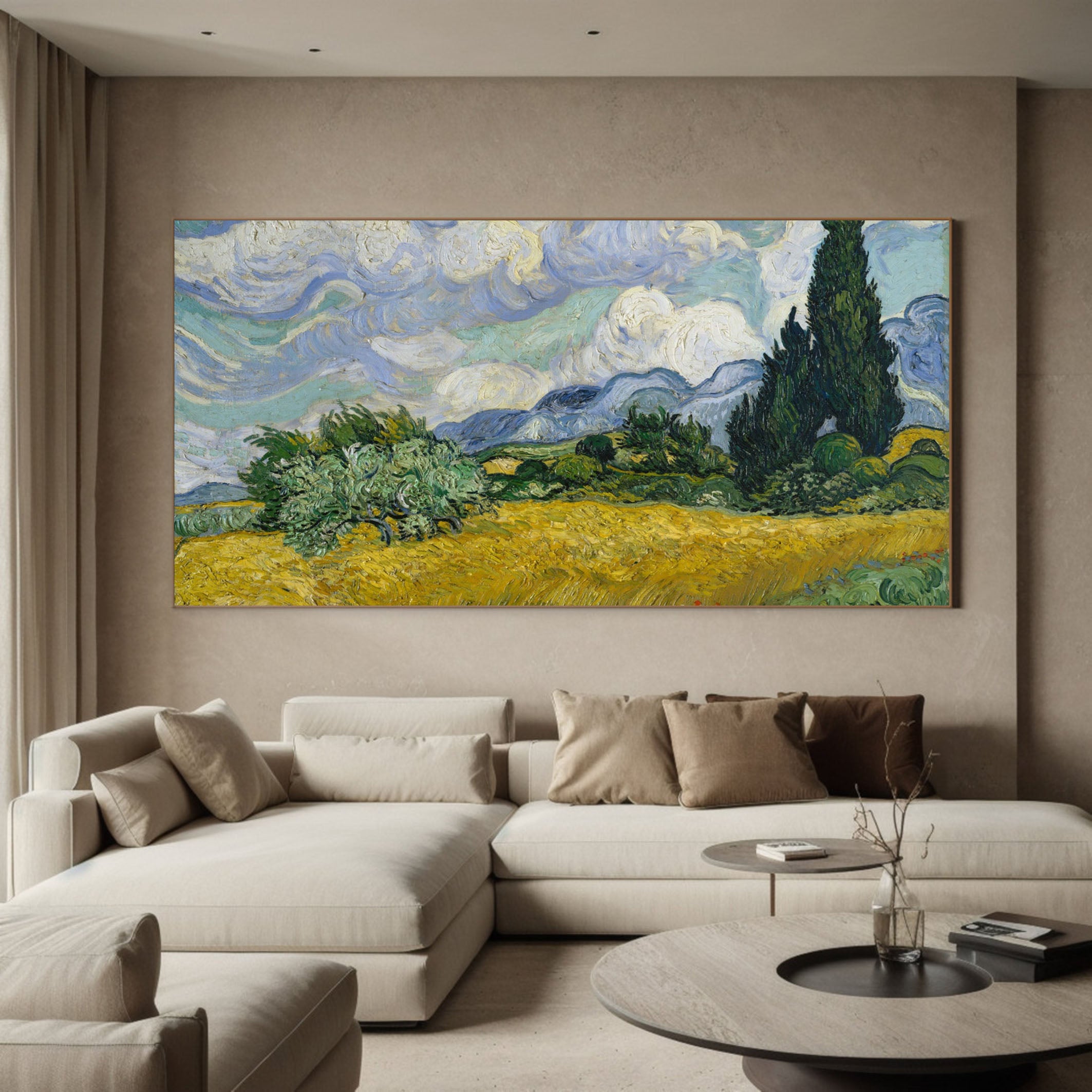 Wheat Field with Cypresses, Van Gogh Inspired Wall Art #BGA 108