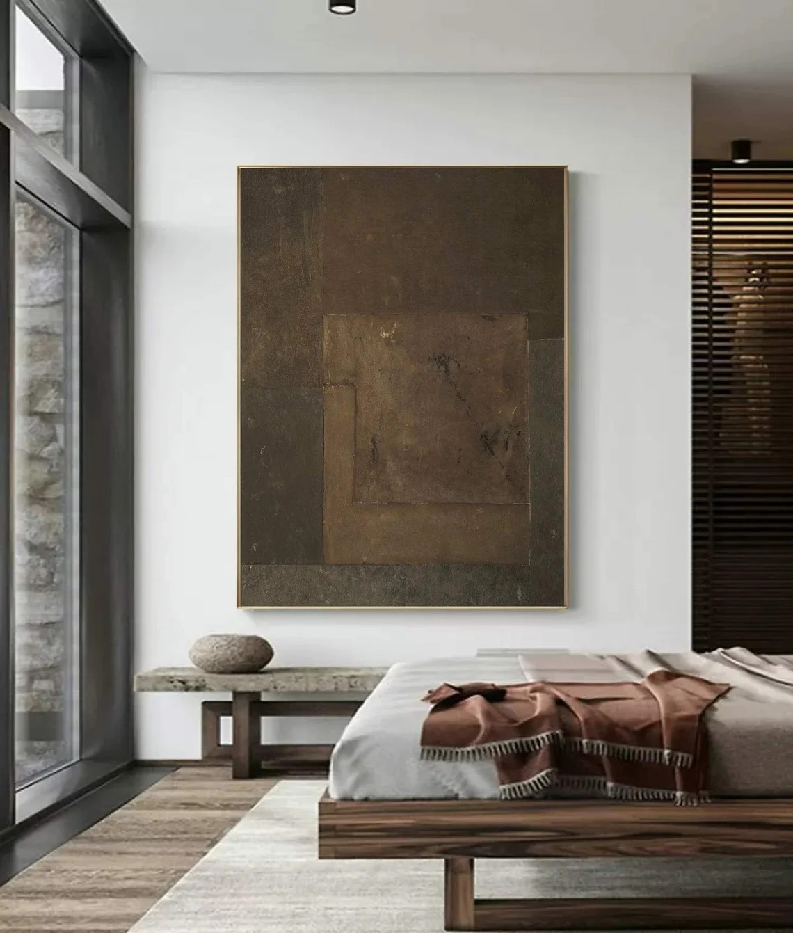Contemporary Brown Wall Art, Textured Minimalist Design #BGA 158