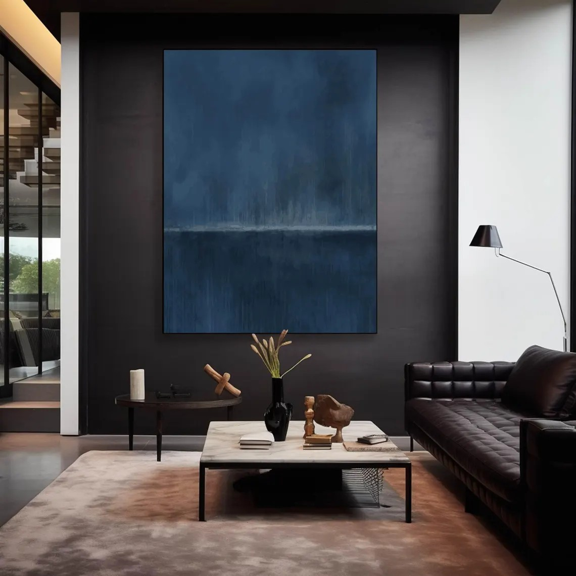 Deep Blue Gradient Minimalist Art, Contemporary Wall Painting #BGA 131
