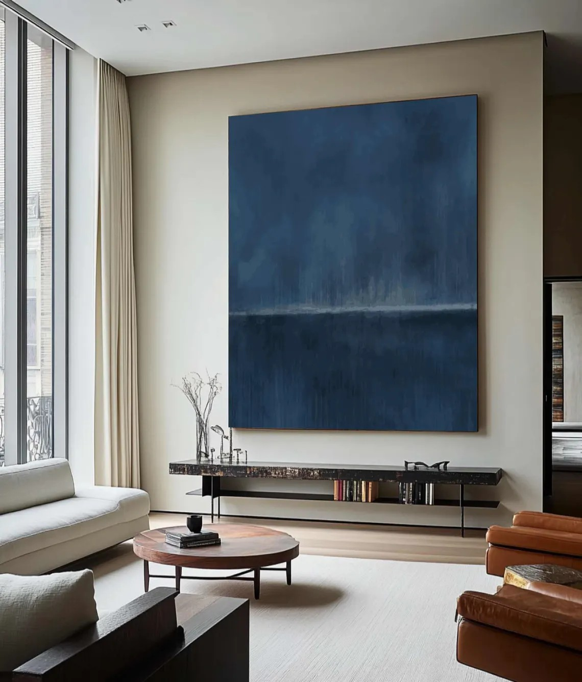 Deep Blue Gradient Minimalist Art, Contemporary Wall Painting #BGA 131