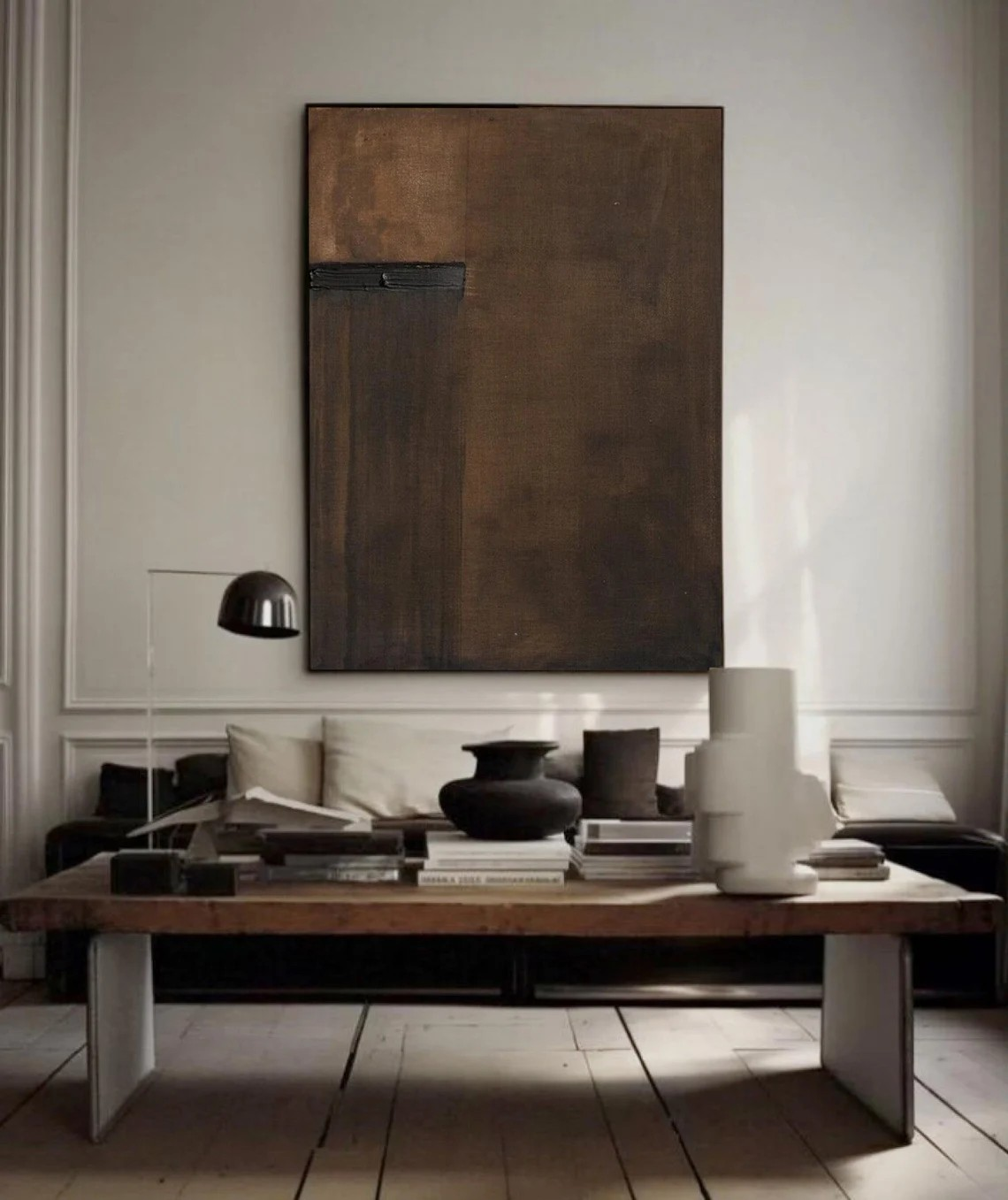 Brown Minimalist Textured Canvas Art, Wabi-Sabi Wall Decor #BGA 135