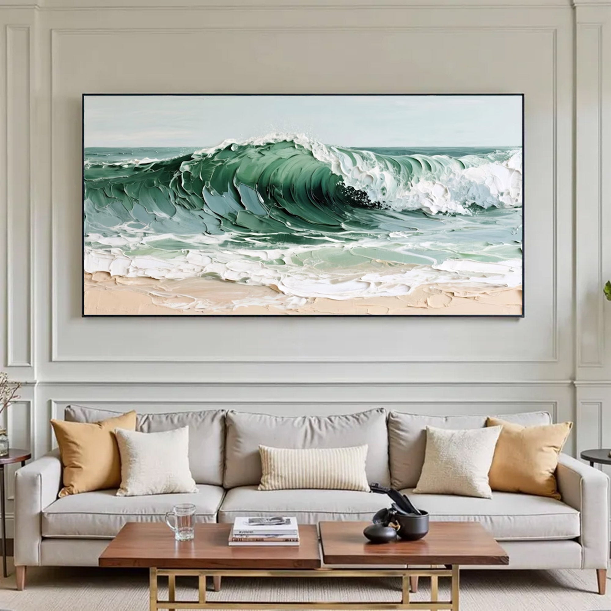 Large Abstract Textured Ocean Canvas | MuroArt #WGA 035