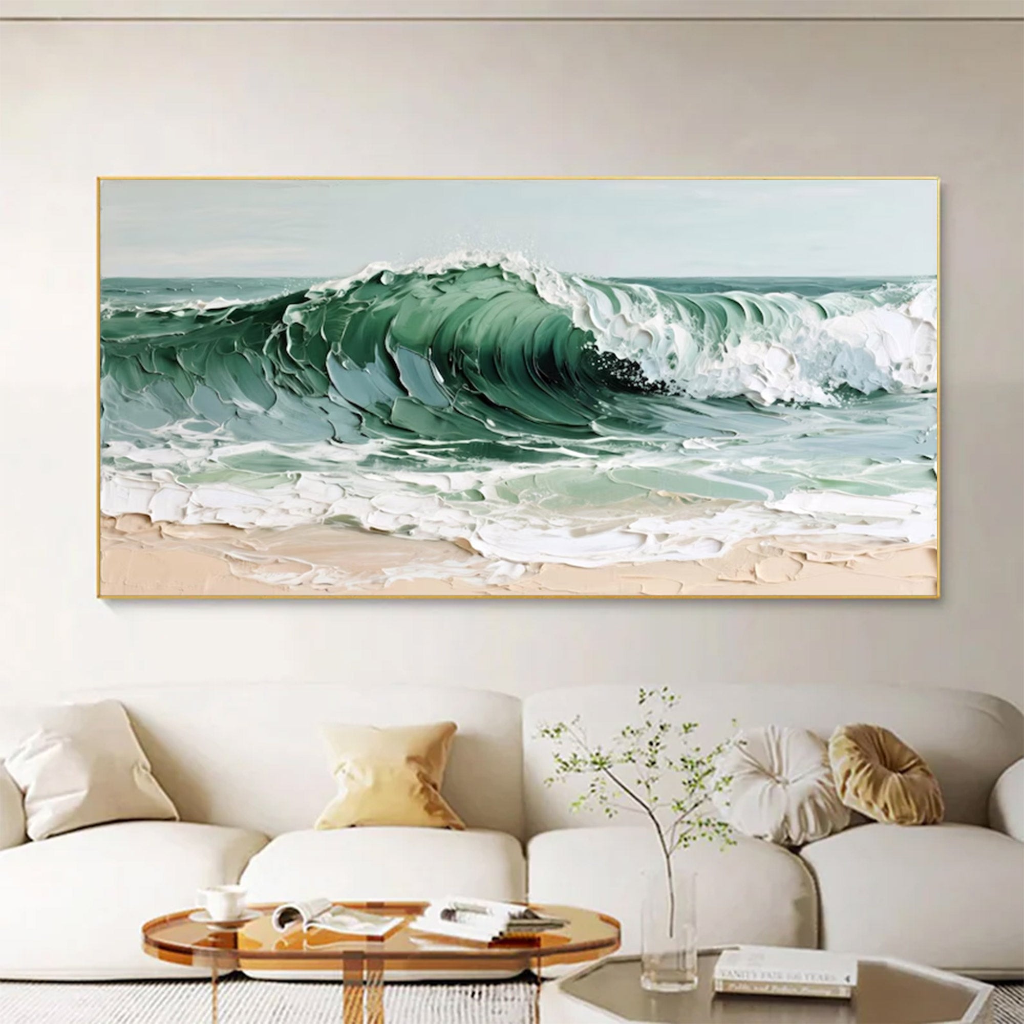 Large Abstract Textured Ocean Canvas | MuroArt #WGA 035