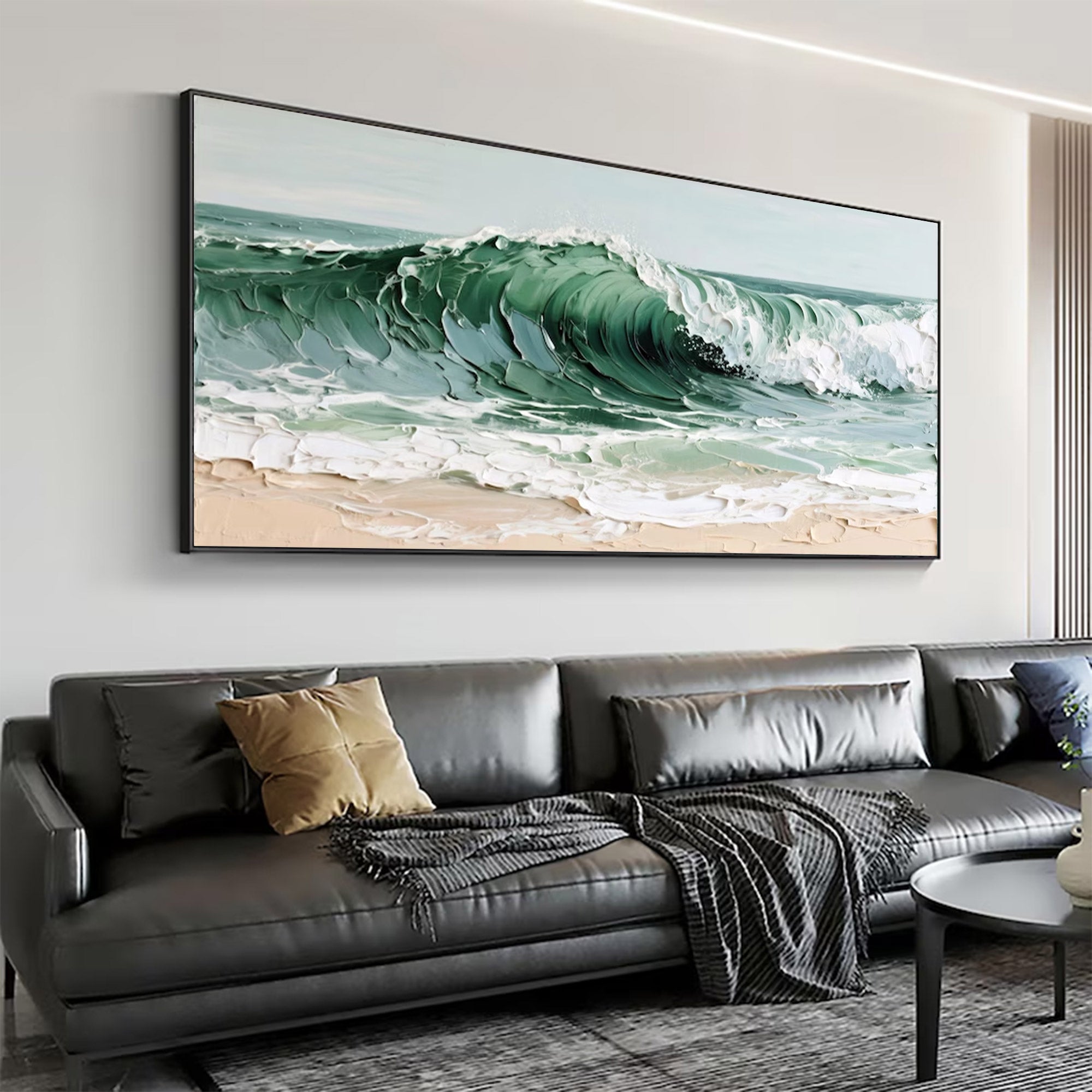 Large Abstract Textured Ocean Canvas | MuroArt #WGA 035