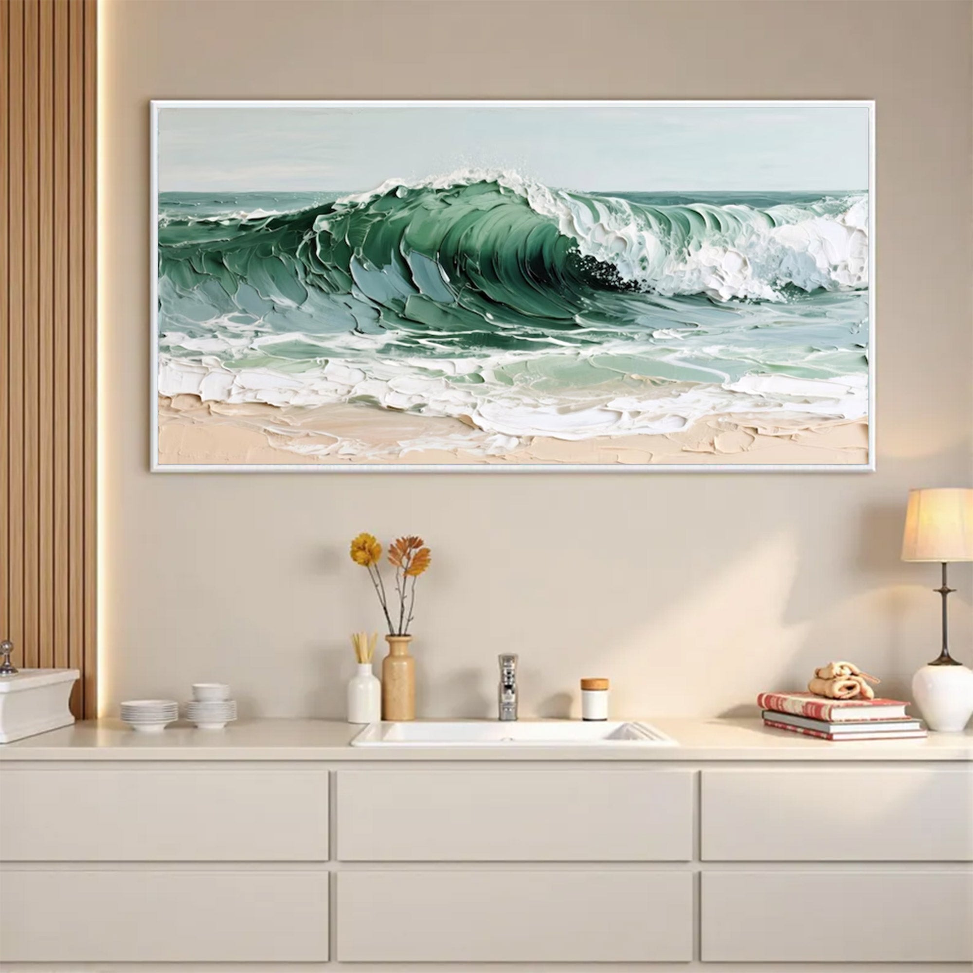Large Abstract Textured Ocean Canvas | MuroArt #WGA 035