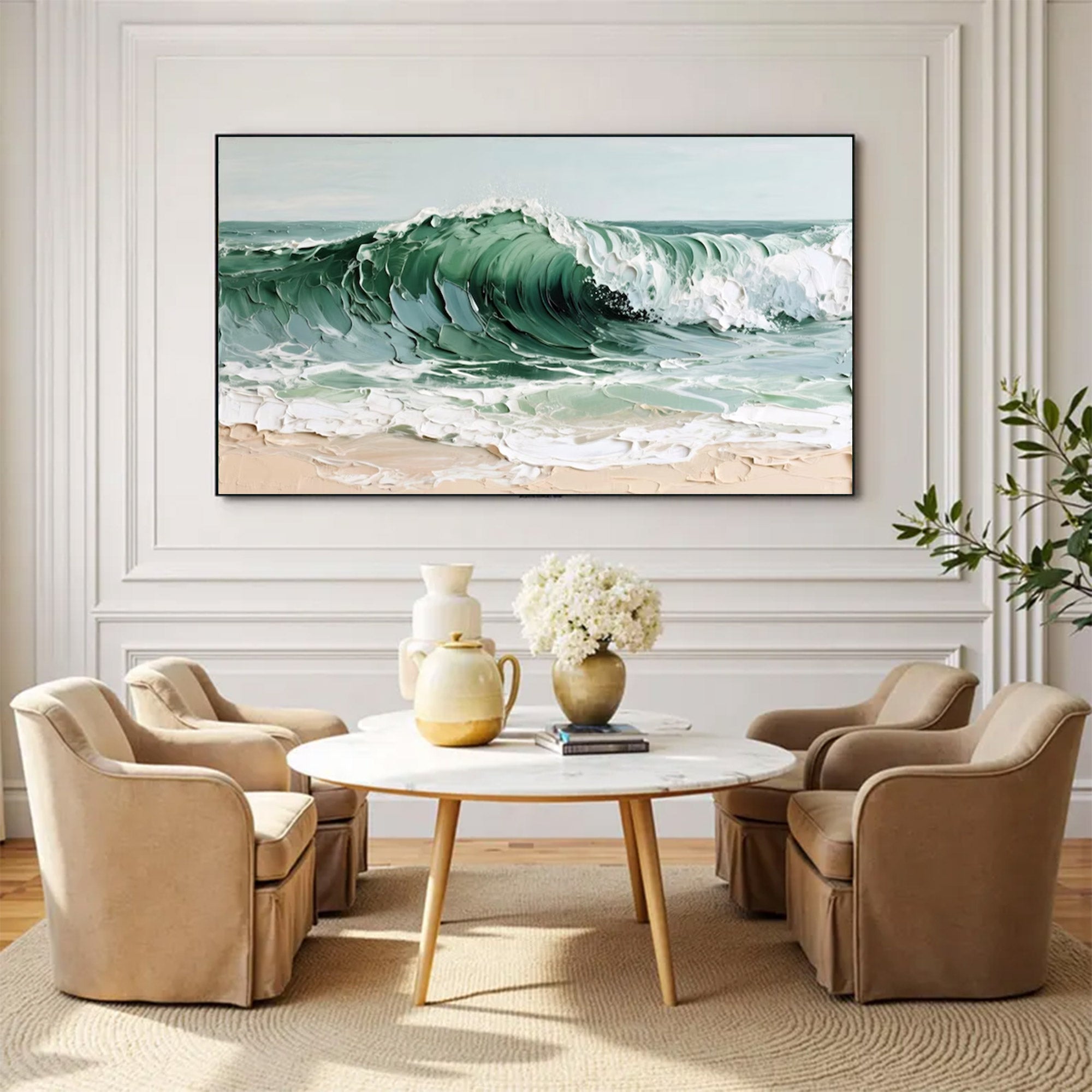 Large Abstract Textured Ocean Canvas | MuroArt #WGA 035