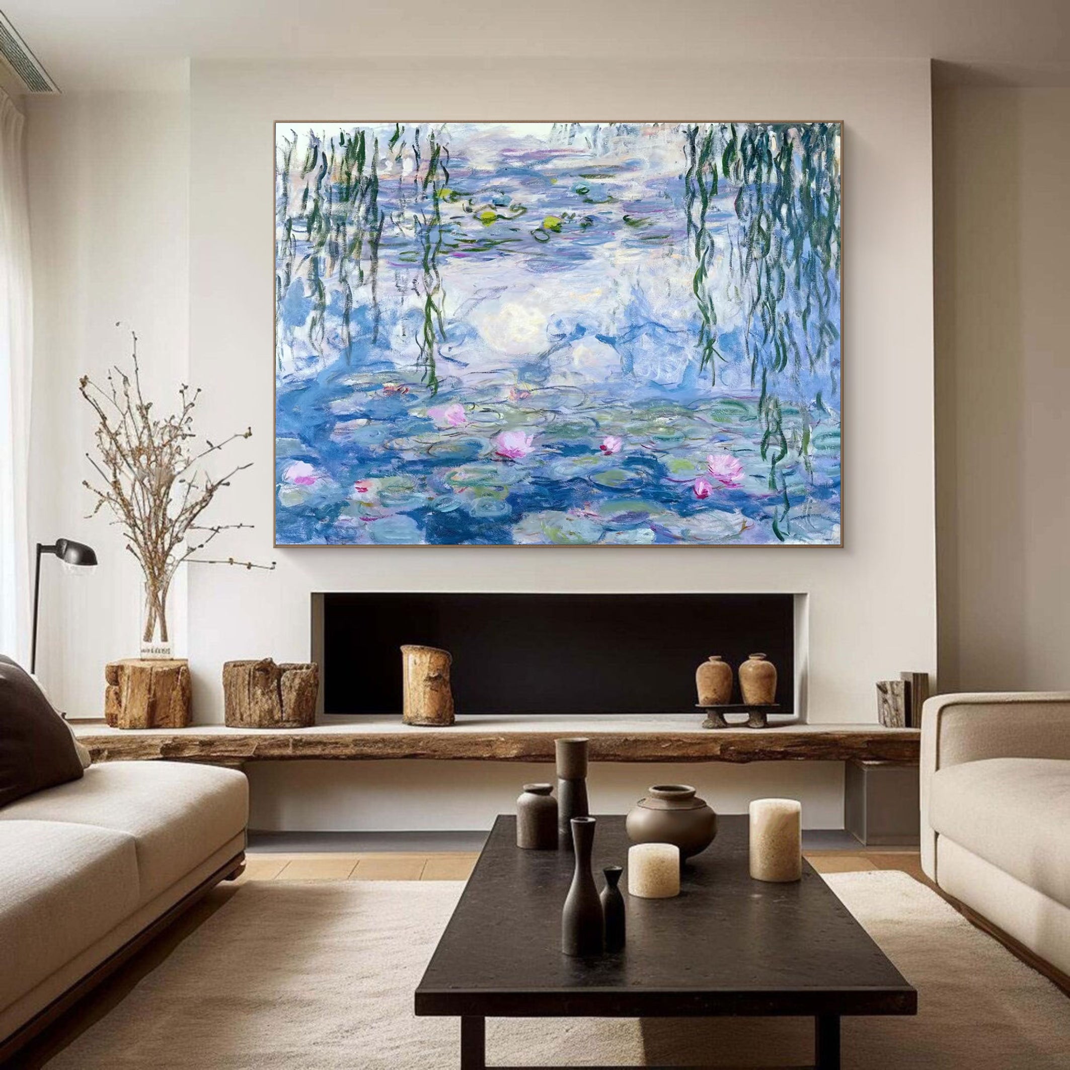 Willow & Lilies: Monet-Esque Water Garden Wall Art #BGA 193