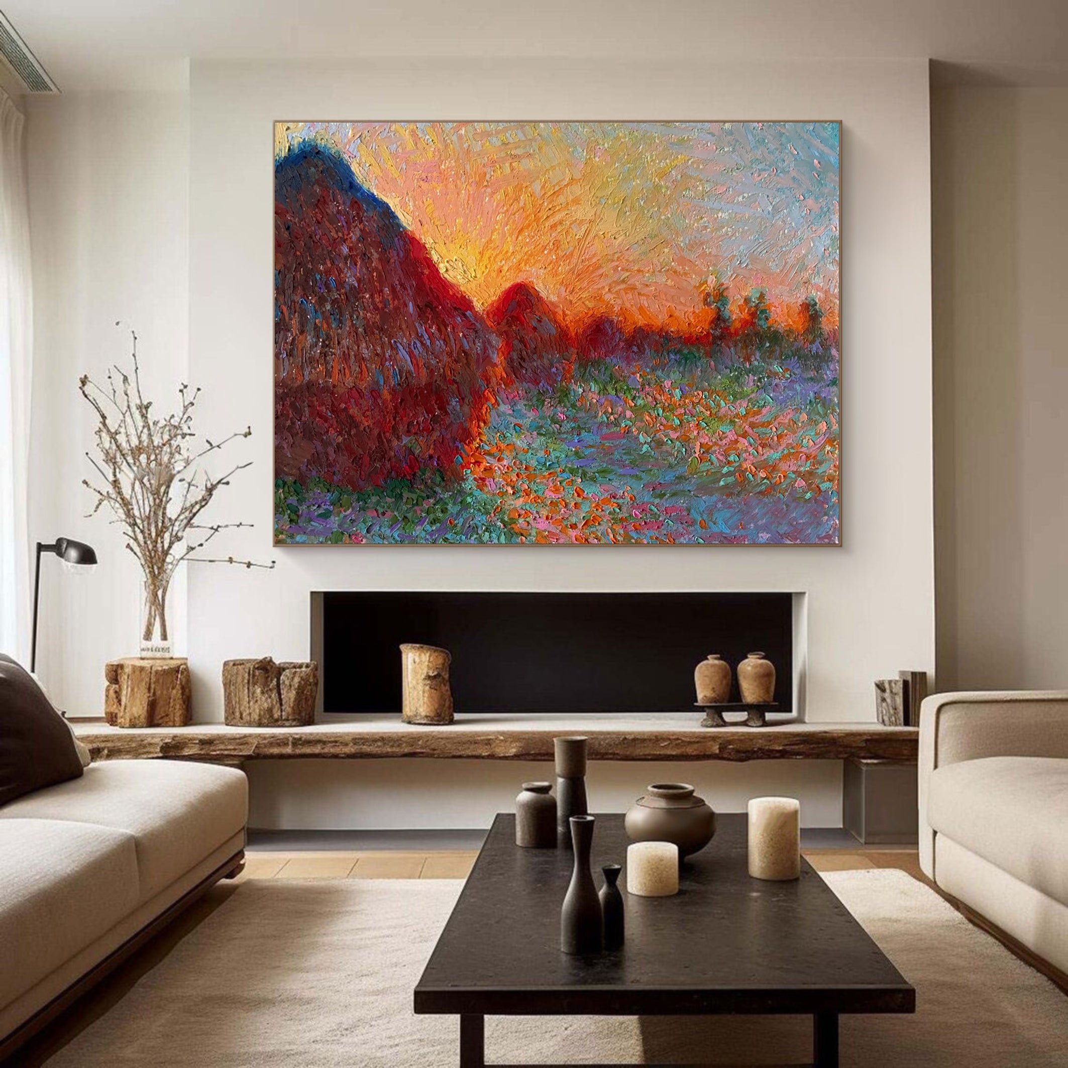 Monet Inspired Landscape, Sunset Palette Art #BGA 185