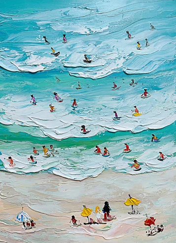 Vibrant Beach Scene Canvas Colorful Coastal Wall Art #CAP 029