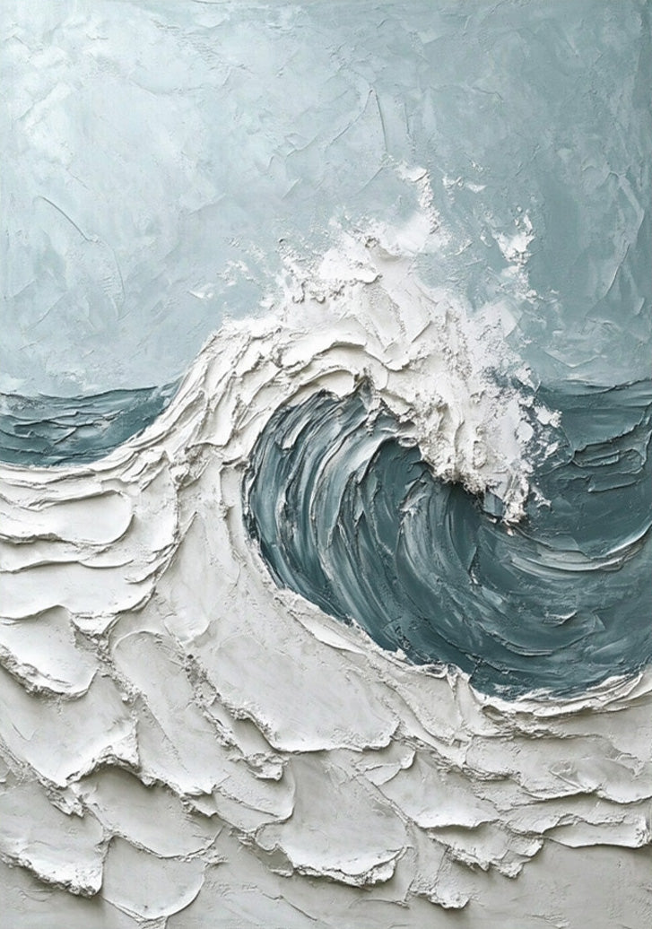 Contemporary Ocean Art with Thick Texture and Dynamic Wave #BGA 282
