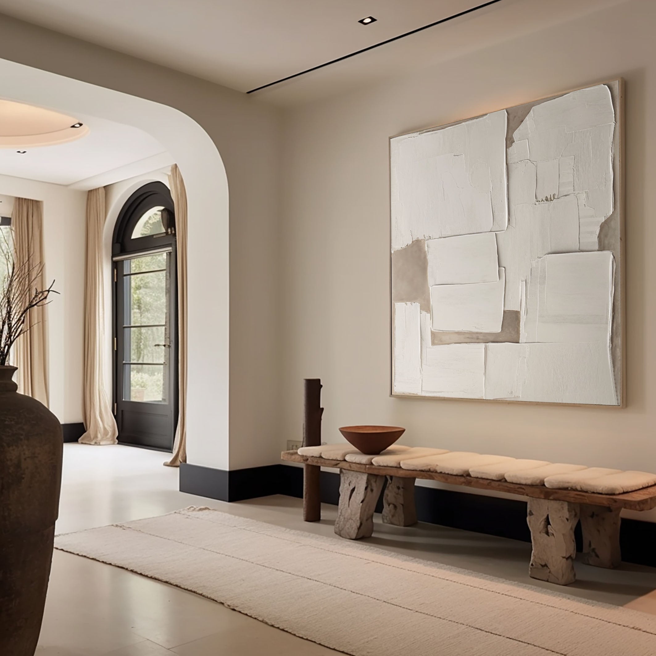 Wabi Sabi Off-White Painting with Textured Organic Forms #BGA 290