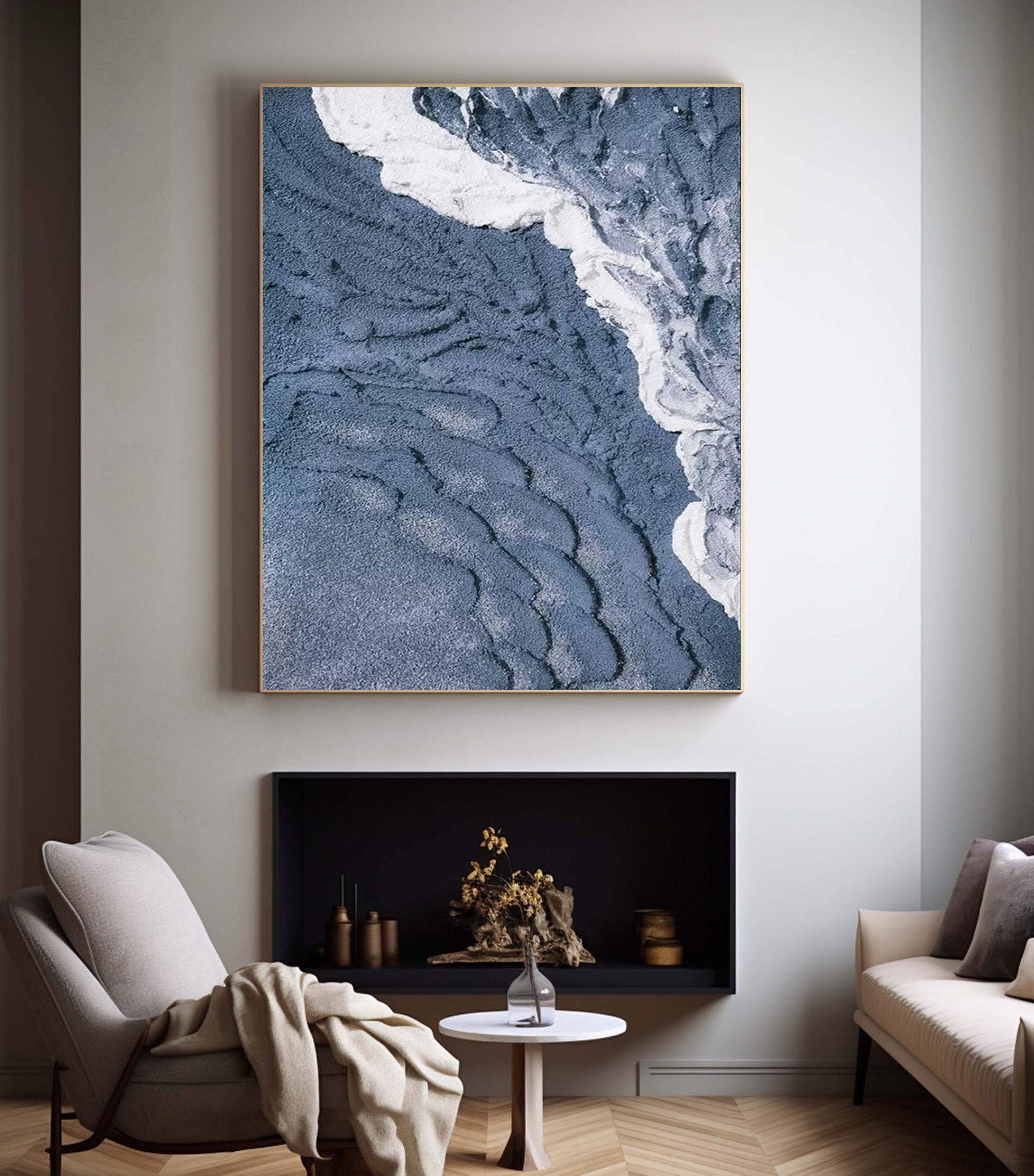 Contemporary Overhead Ocean Painting, Tactile Water Texture #BGA 245