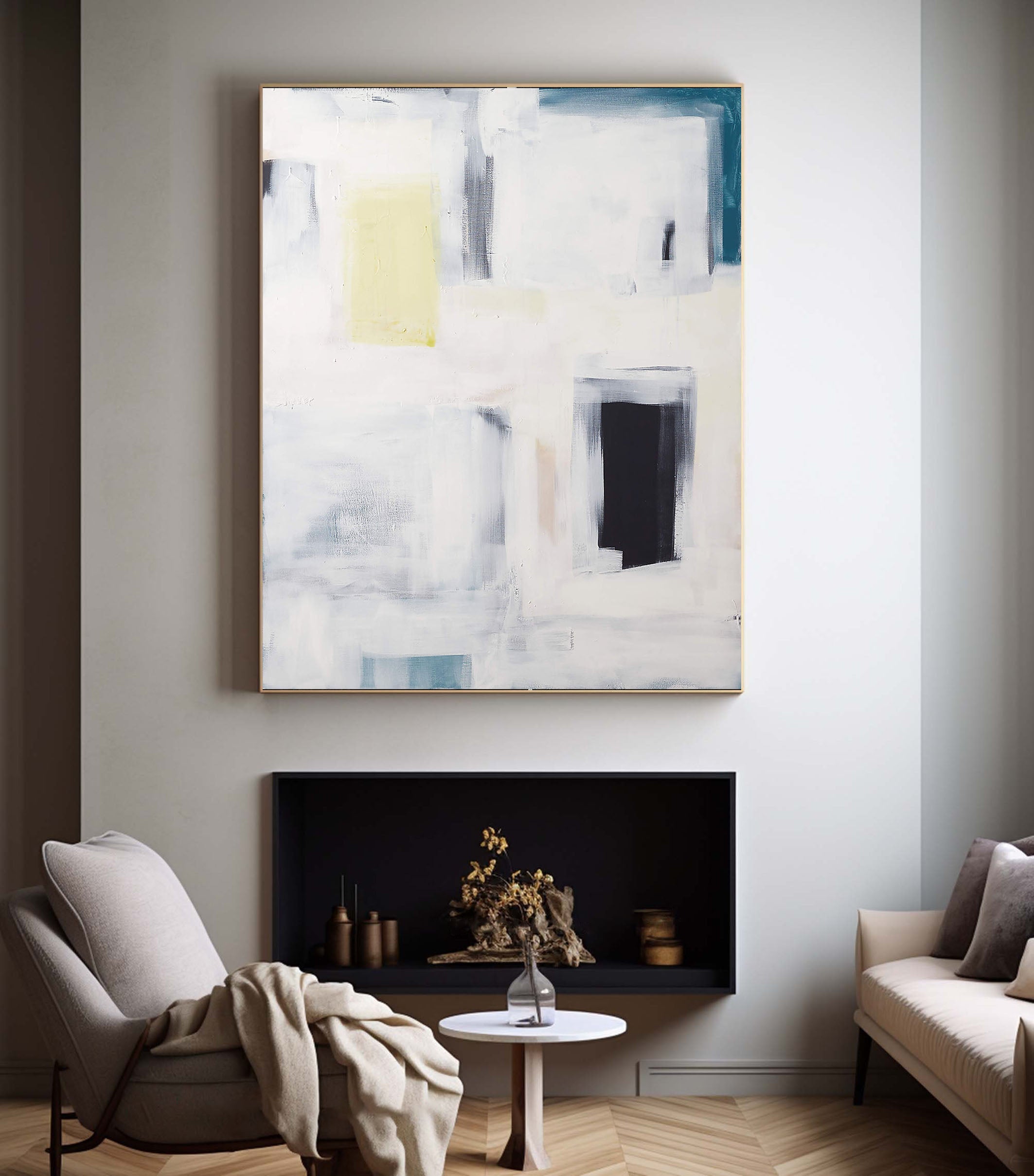 Geometric Abstraction in Soft Tones, Modern Minimalist Art #BGA 091