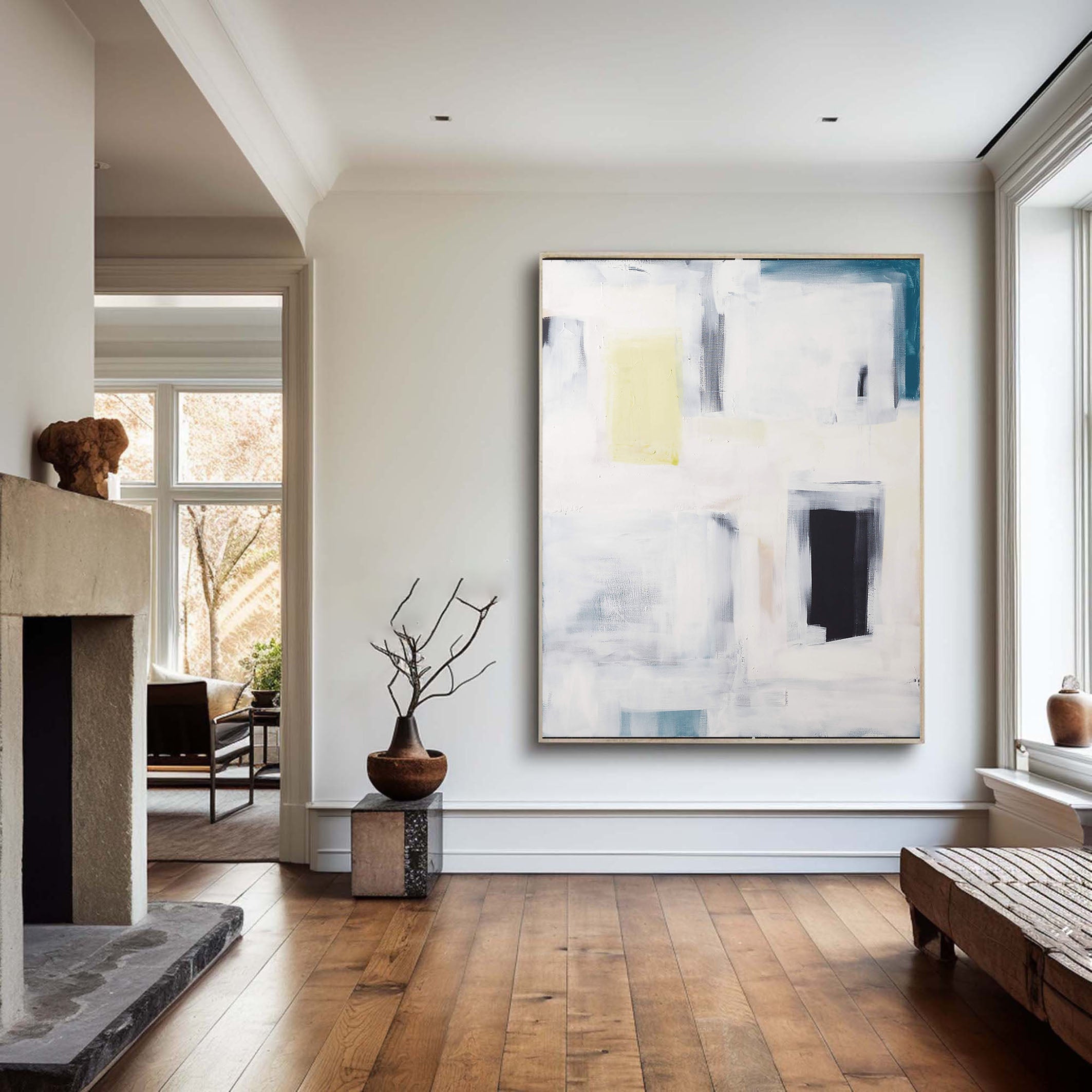 Geometric Abstraction in Soft Tones, Modern Minimalist Art #BGA 091