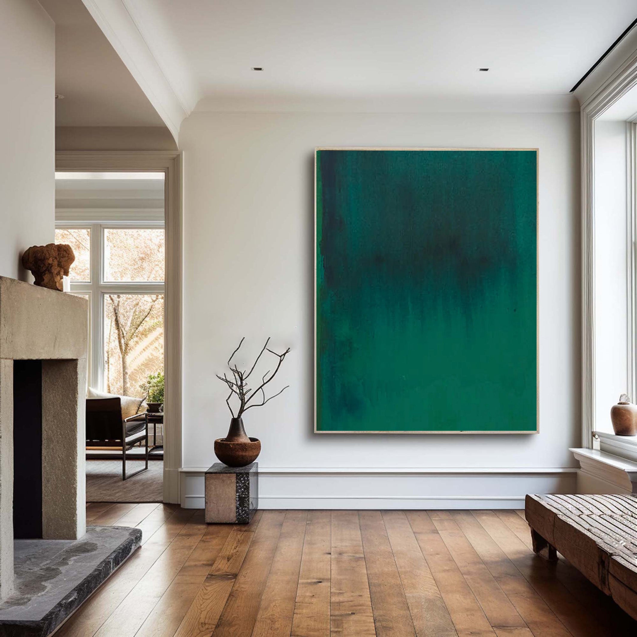 Aurora Green Canvas, Atmospheric Minimalist Decor #BGA 198