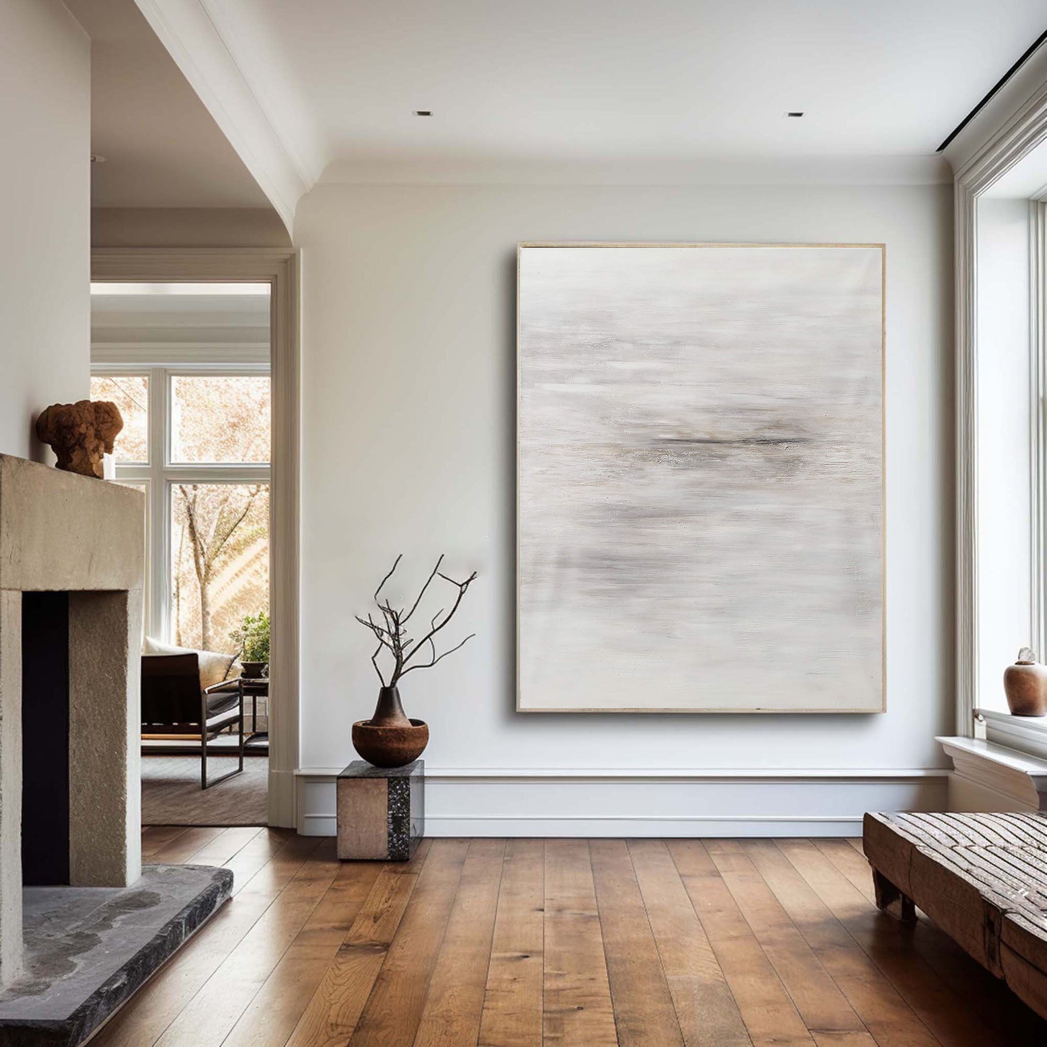 White Abstract Painting With Subtle Light Play #BGA 059